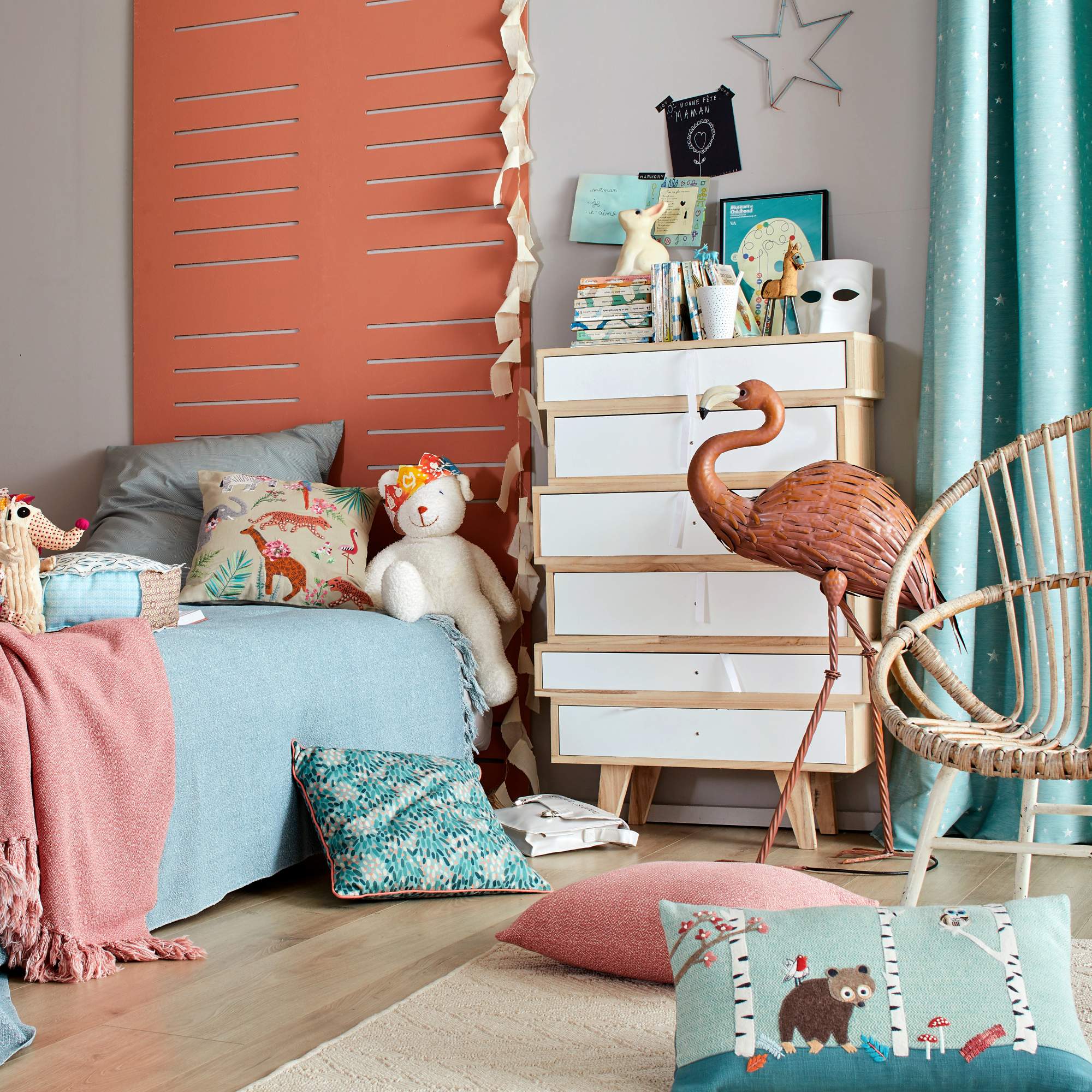 Rideau à galon fronceur ORION bleu turquoise