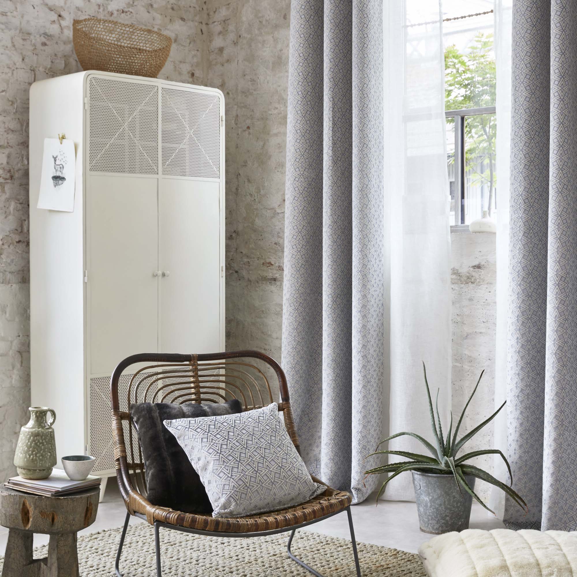 Rideau à galon fronceur OSCAR gris et blanc