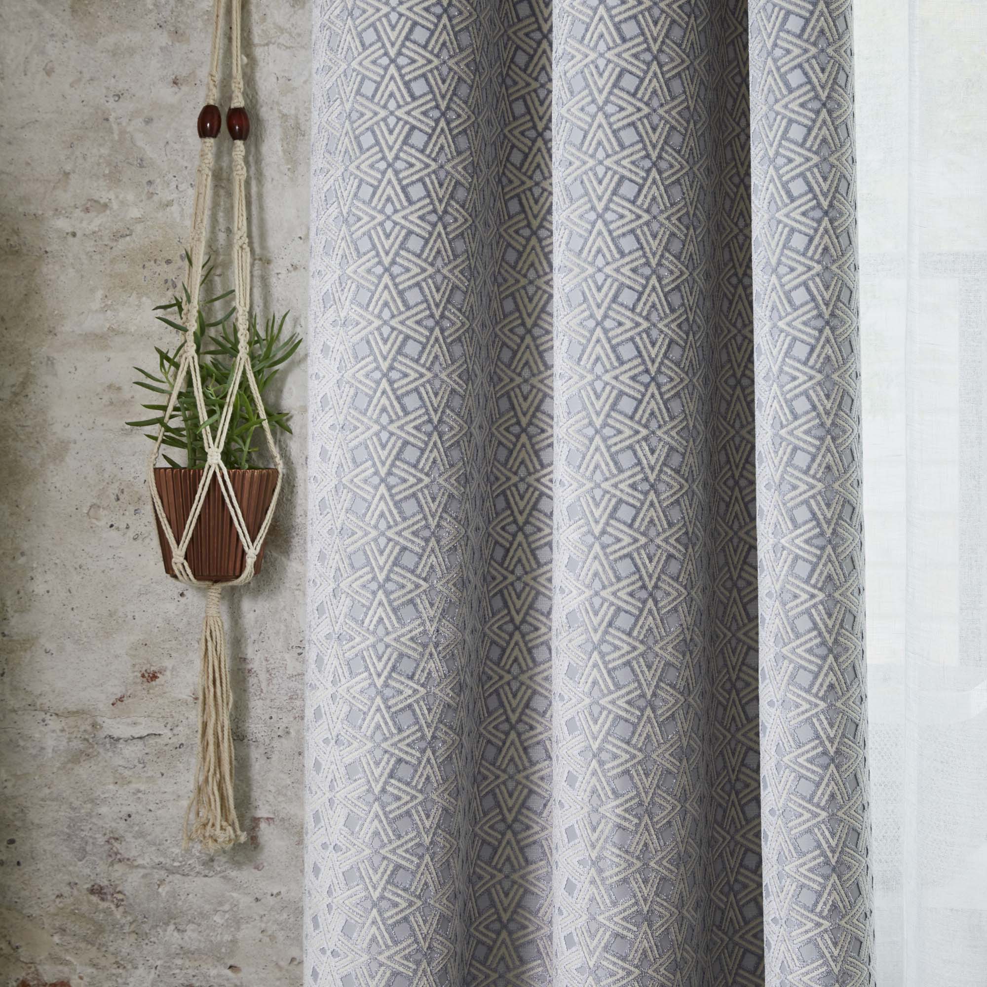 Rideau à galon fronceur OSCAR gris et blanc