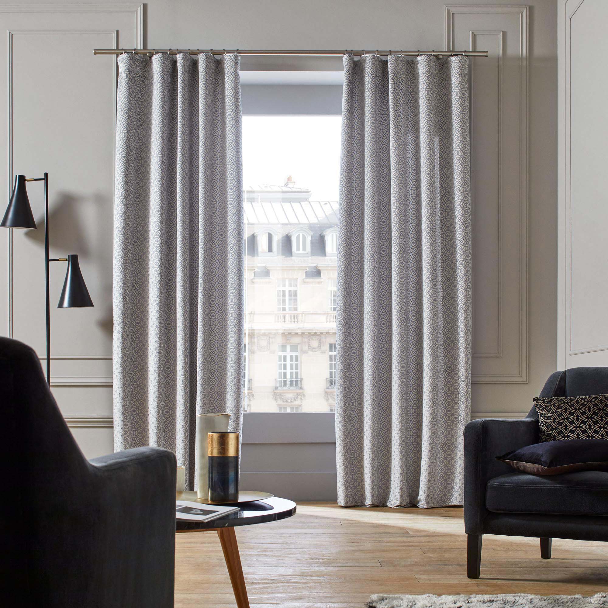 Rideau à galon fronceur OSCAR gris et blanc