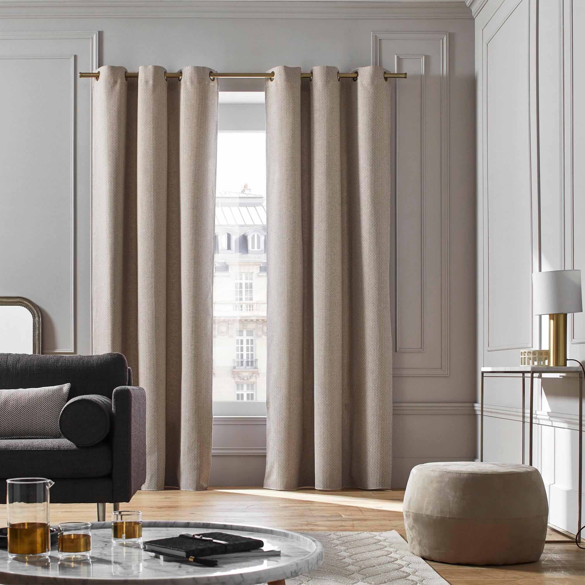 Rideau à oeillets dorés ALEJANDRO écru multicolore