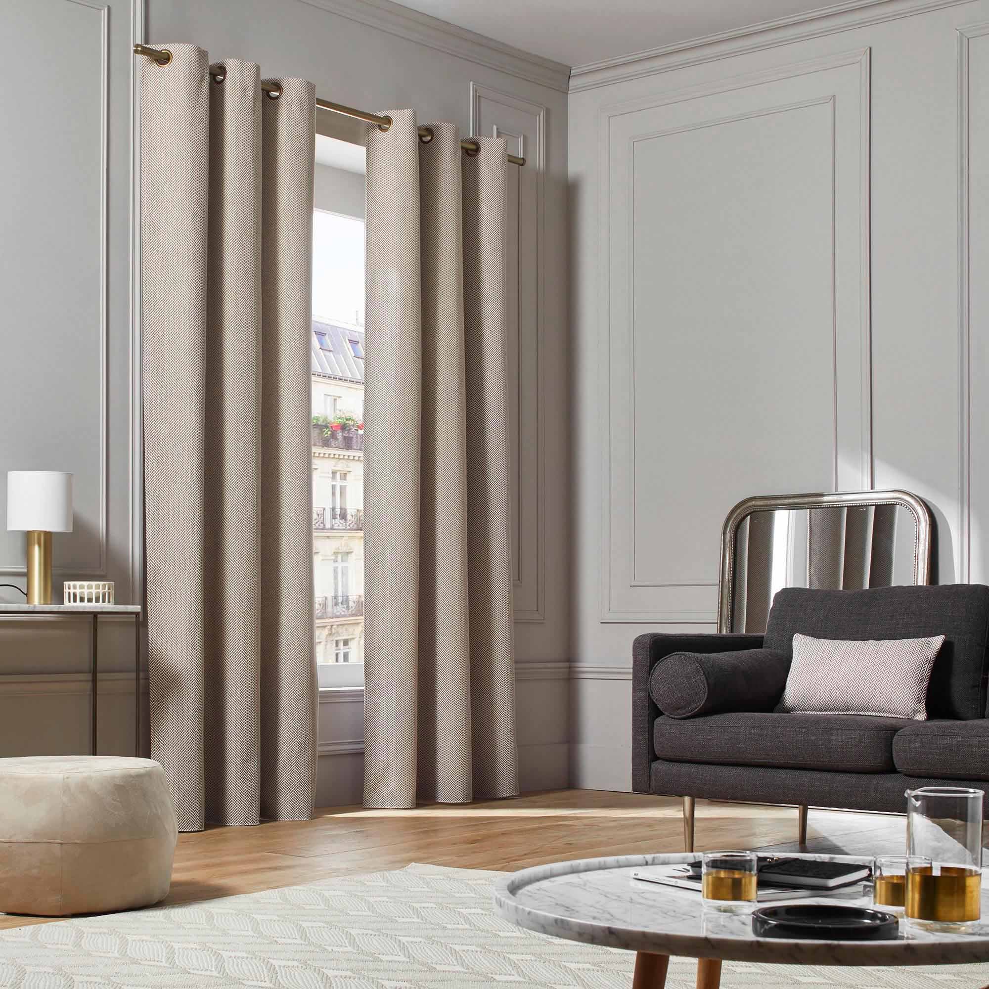 Rideau à oeillets dorés ALEJANDRO écru multicolore