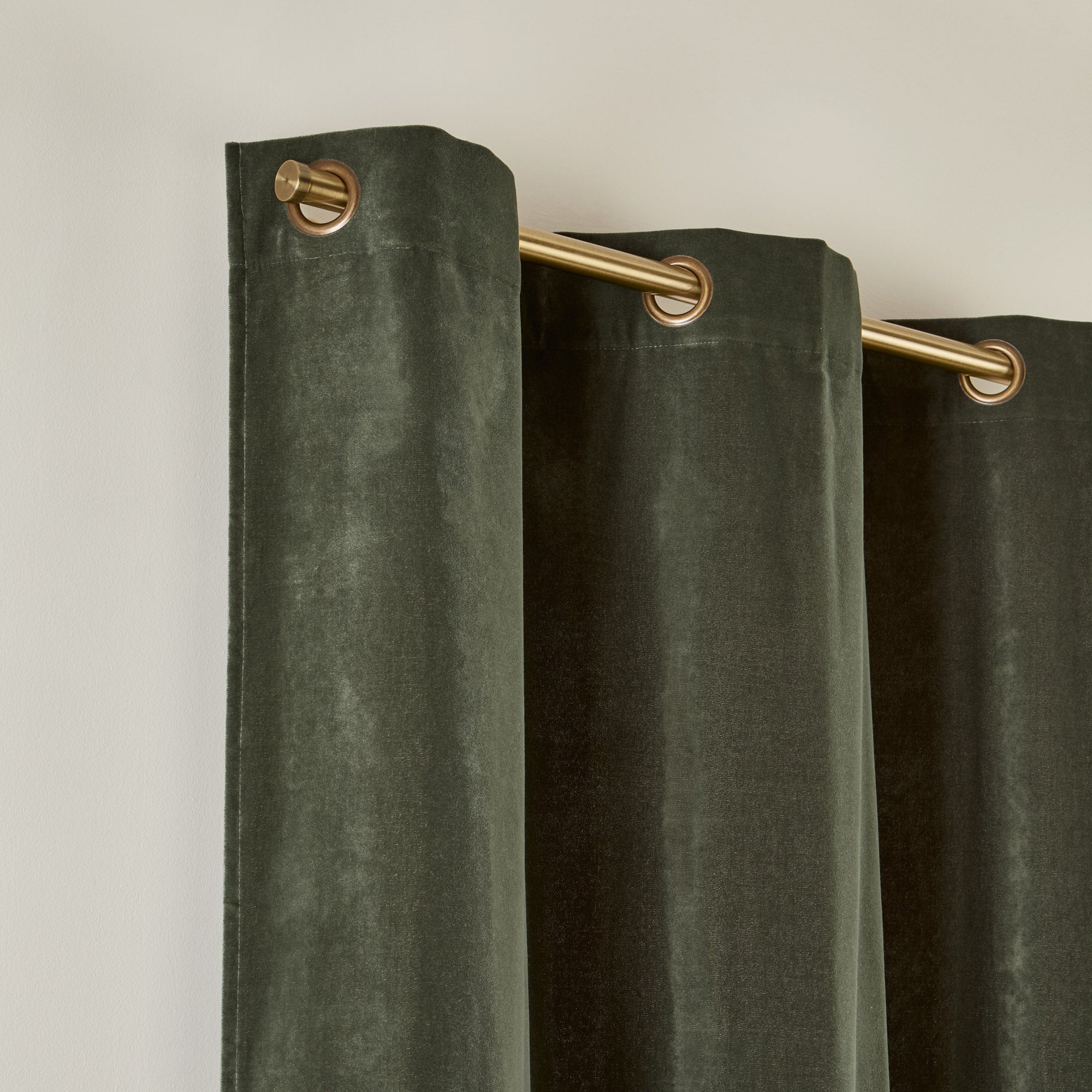 Rideau à oeillets dorés DARIO kaki grisé