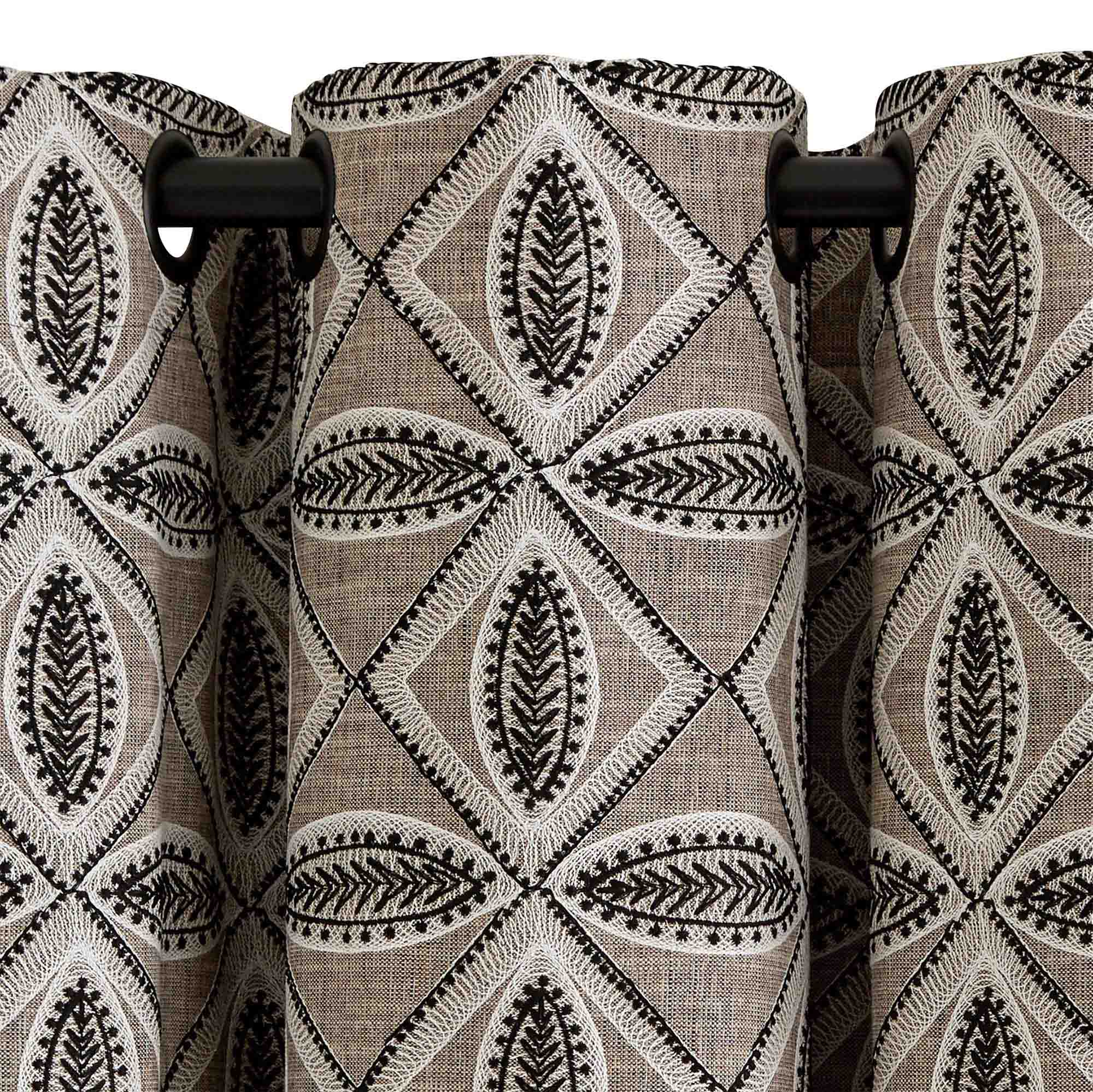 Rideau à oeillets noirs doublé PABLO naturel et noir