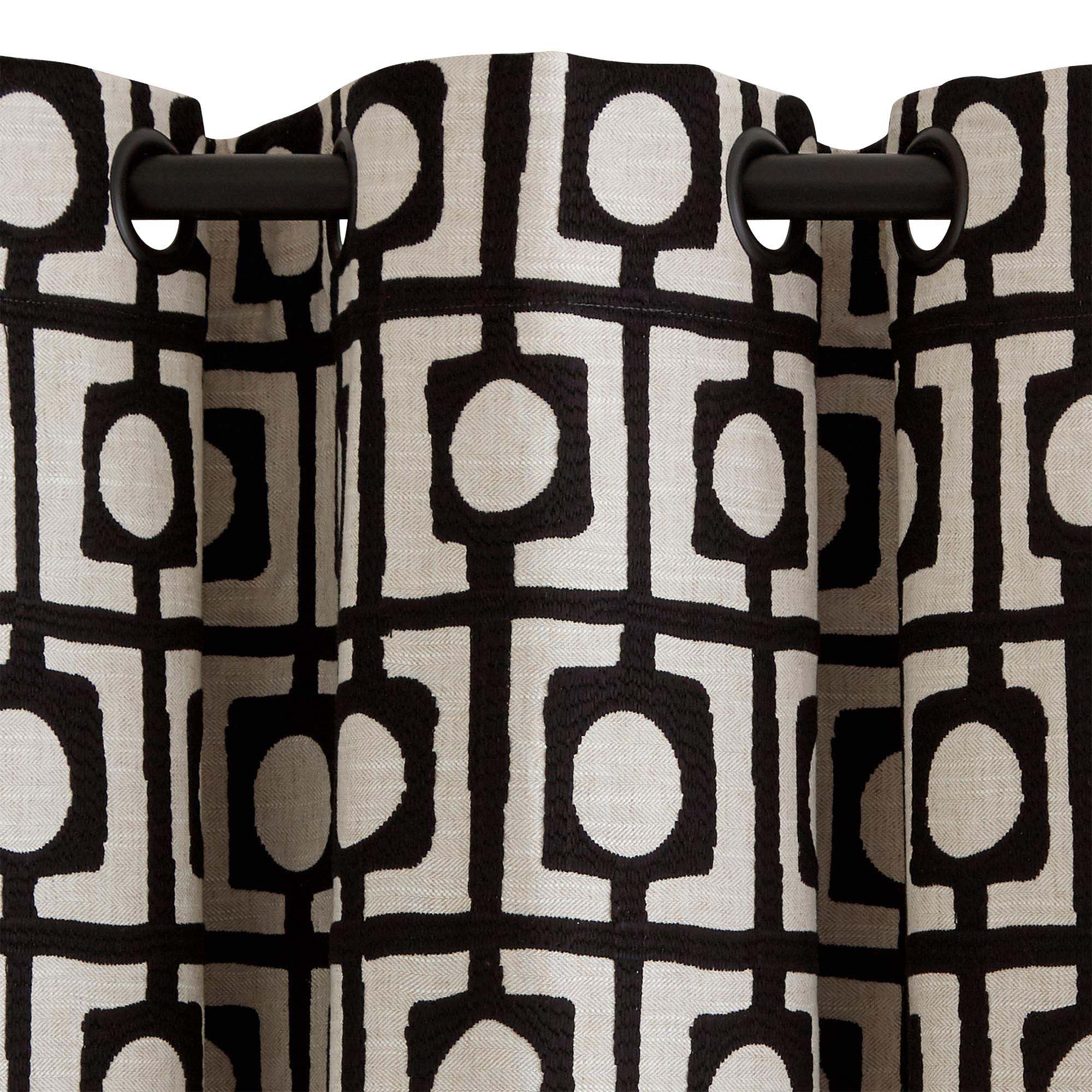 Rideau à oeillets noirs ABSTRACT naturel et noir