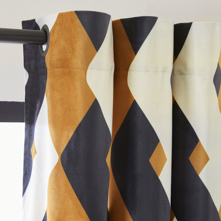 Rideau à oeillets noirs GIANNI ocre