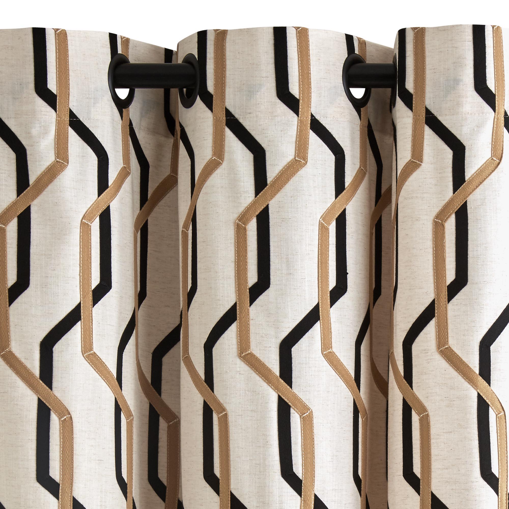 Rideau à oeillets noirs IDRIS naturel et noir