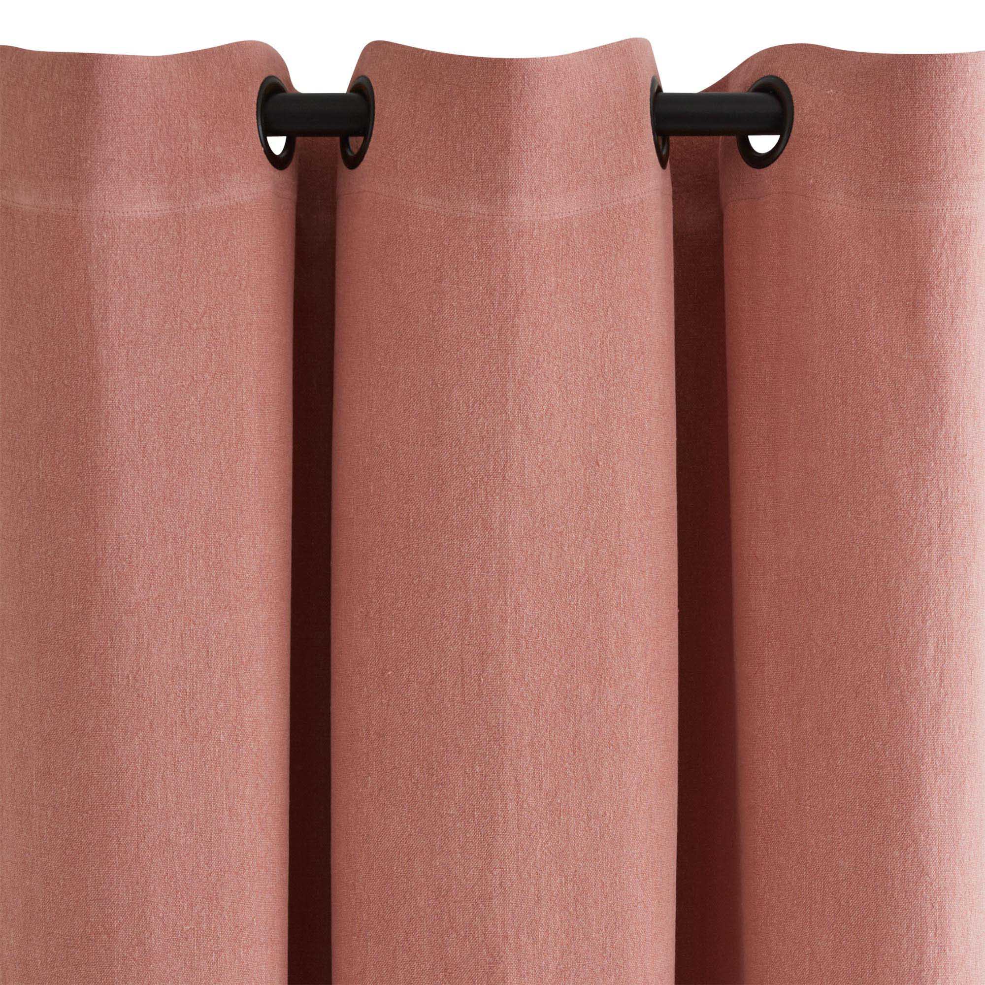 Rideau à oeillets noirs NINO argile et feston noir