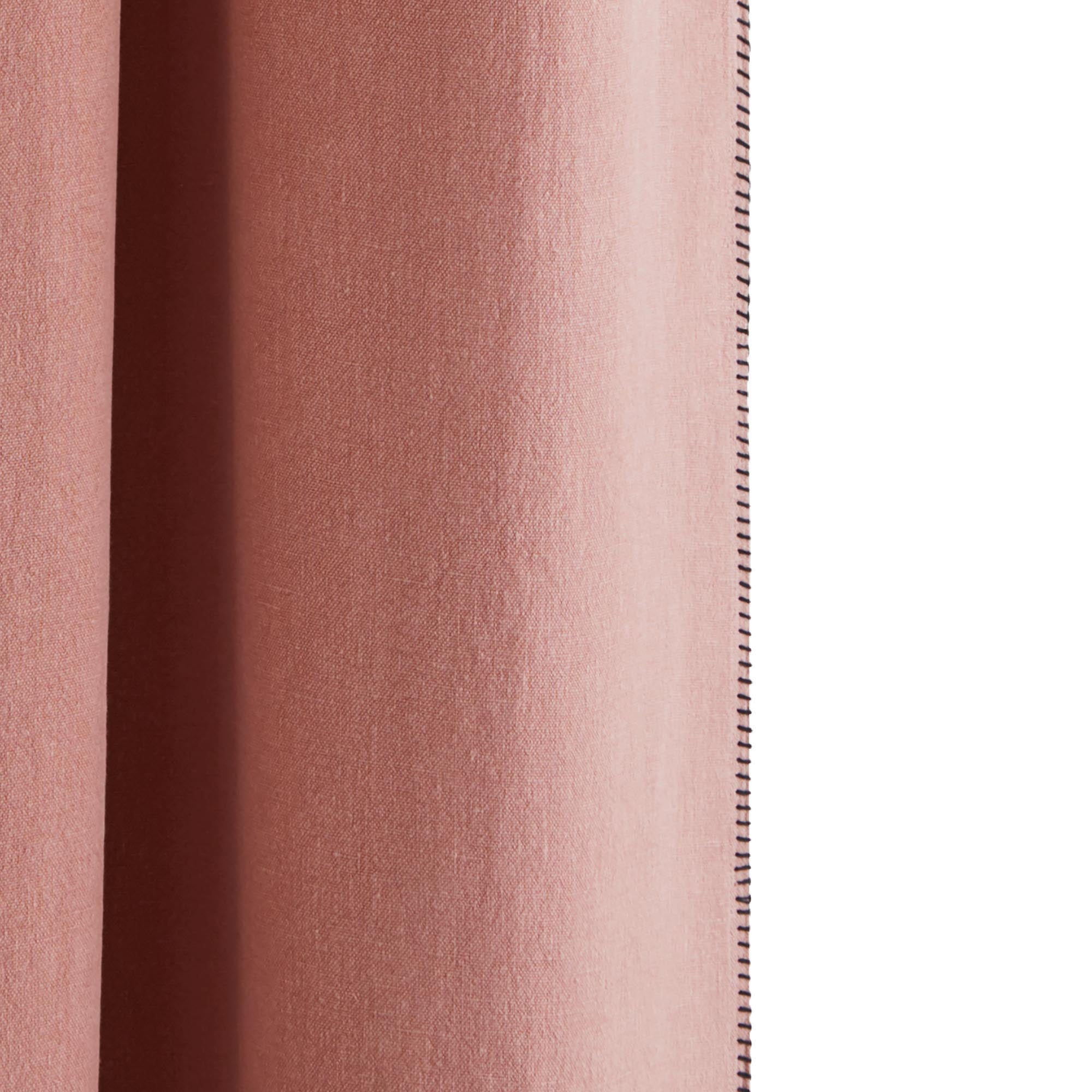 Rideau à oeillets noirs NINO argile et feston noir