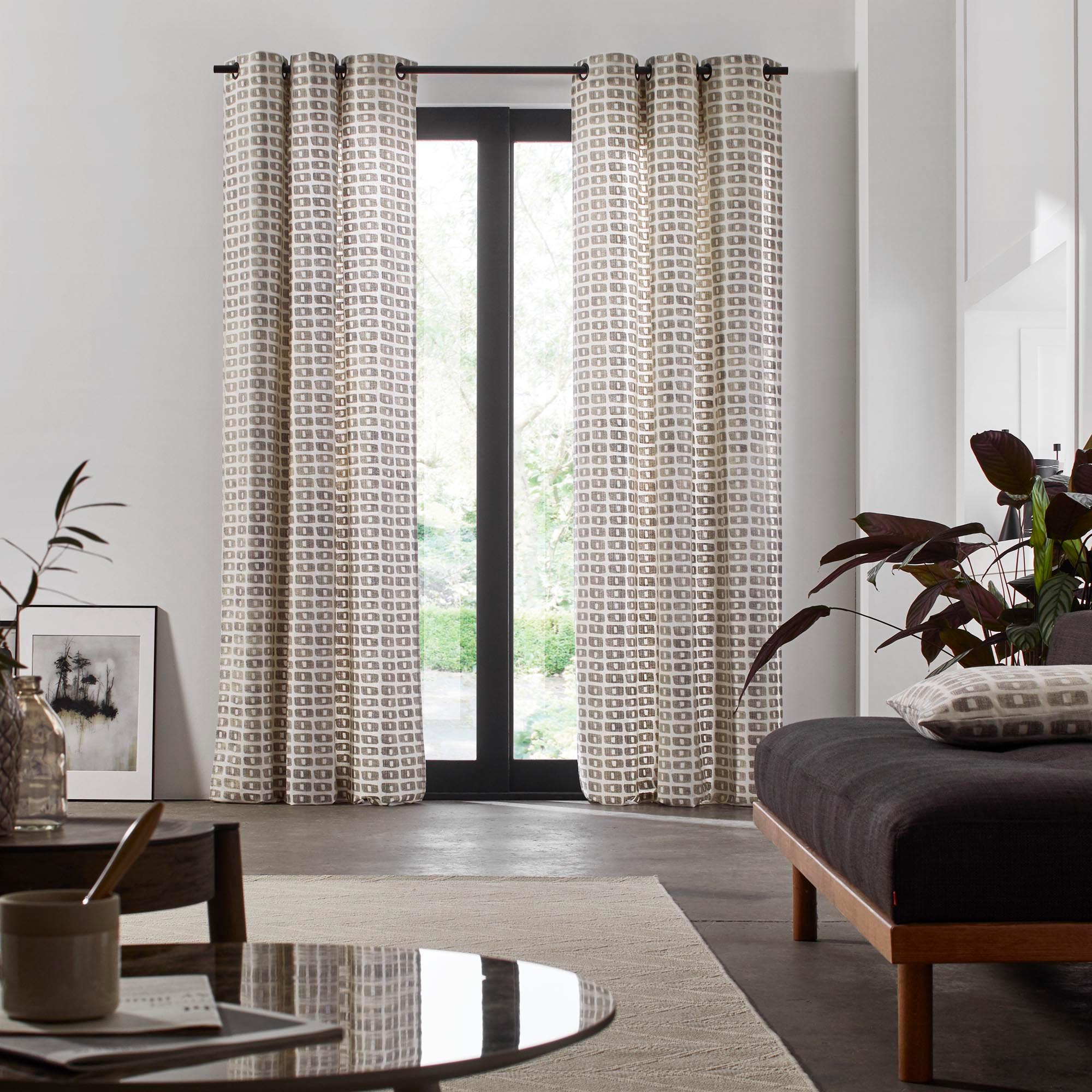 Rideau à oeillets noirs TIAGO naturel et noir