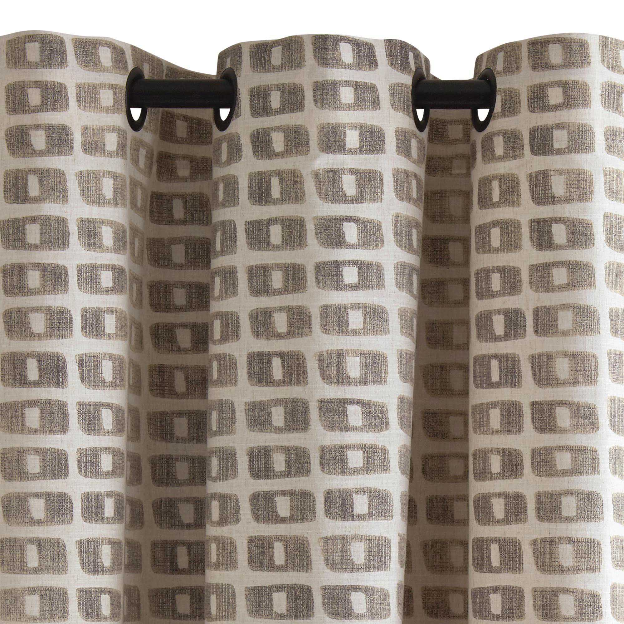 Rideau à oeillets noirs TIAGO naturel et noir