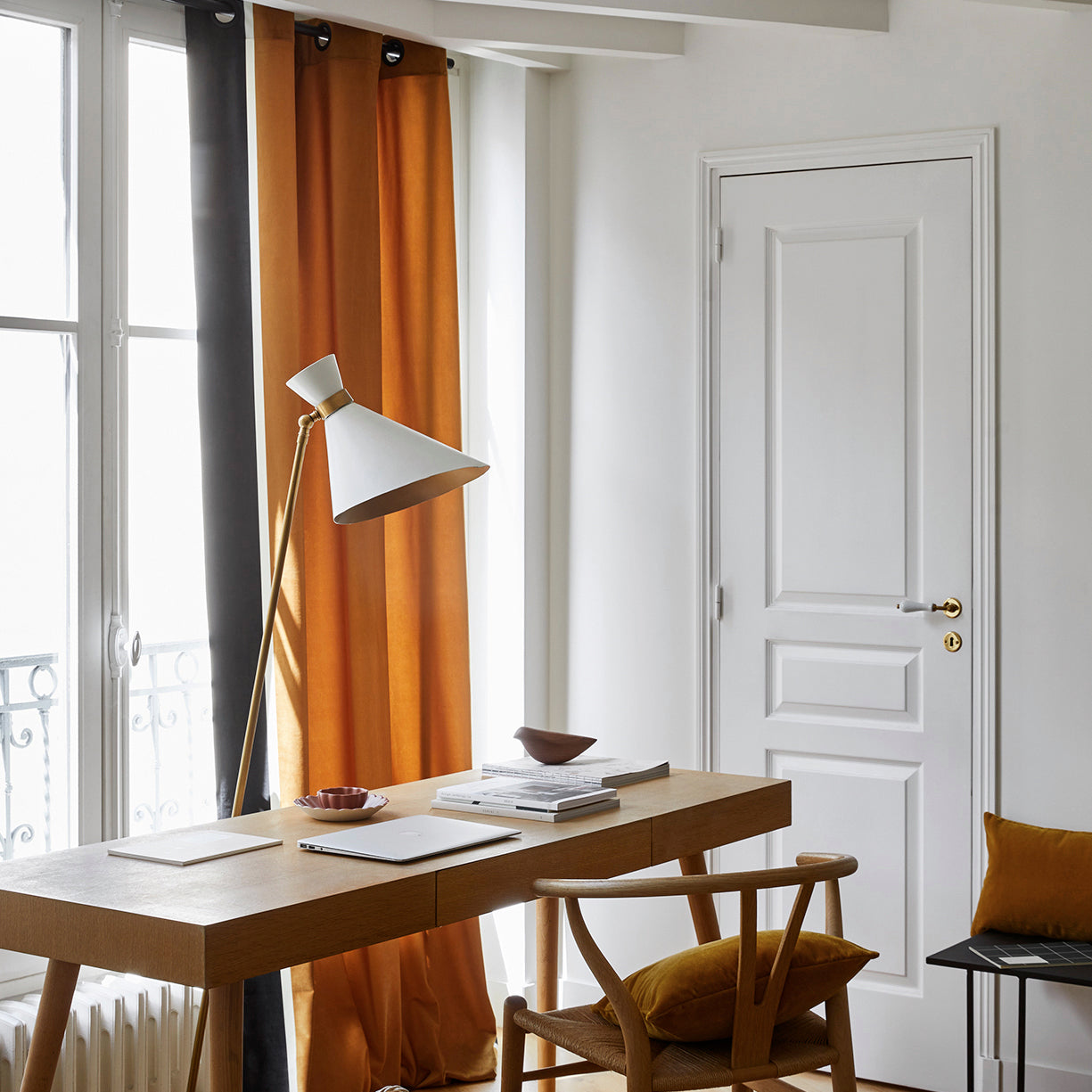 Rideau à oeillets noirs VASCO ocre