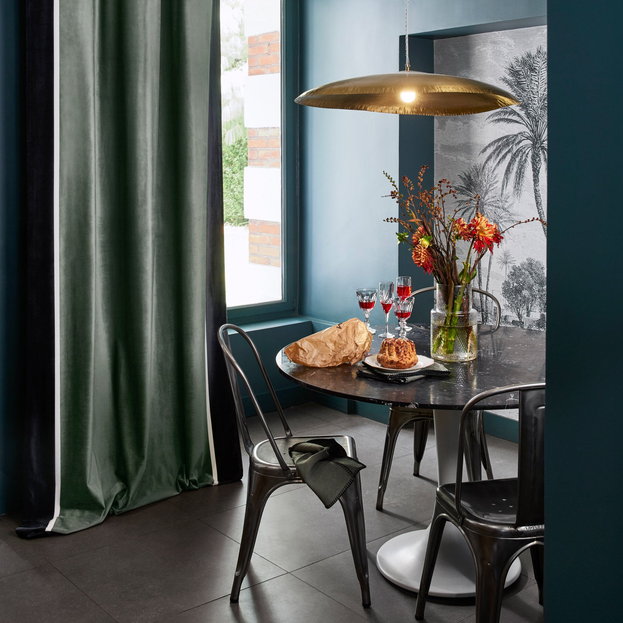 Vorhang mit schwarzen Ösen Vasco khaki