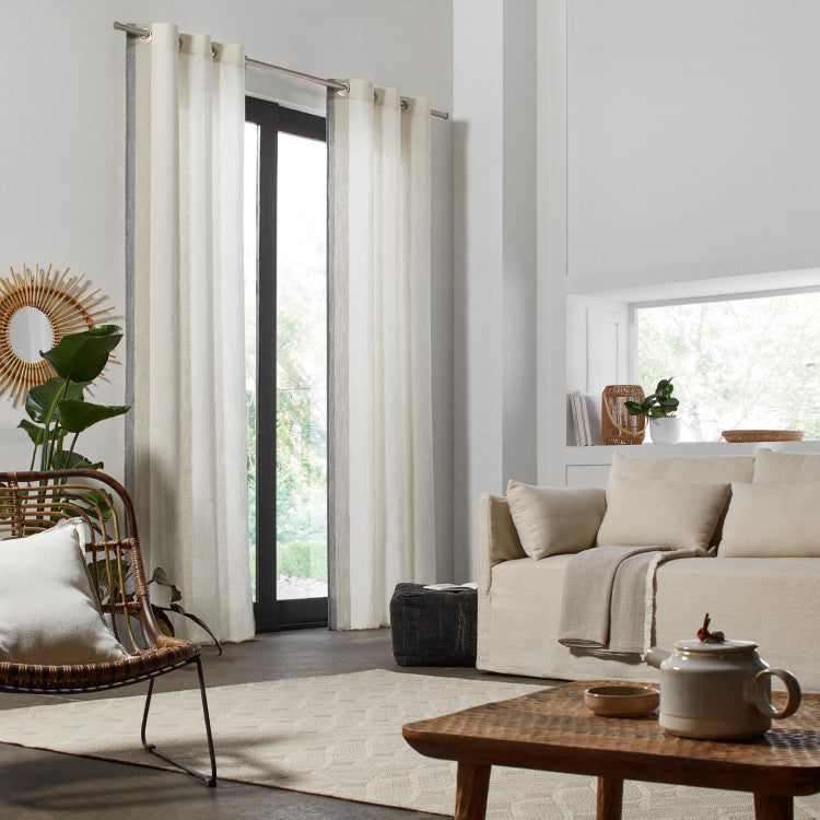 Rideau à oeillets ELIO blanc cassé et gris