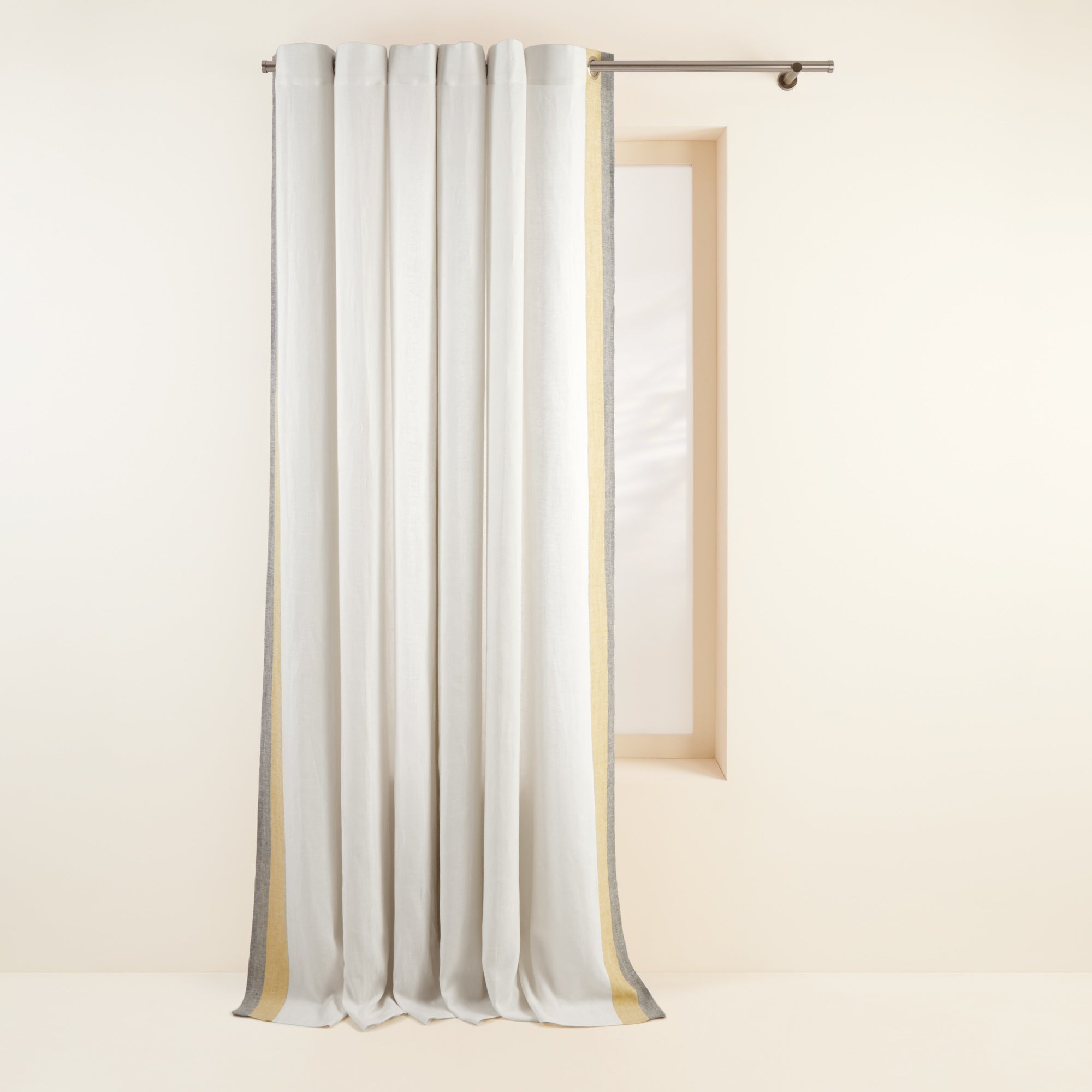 Rideau à oeillets ELIO blanc et jaune