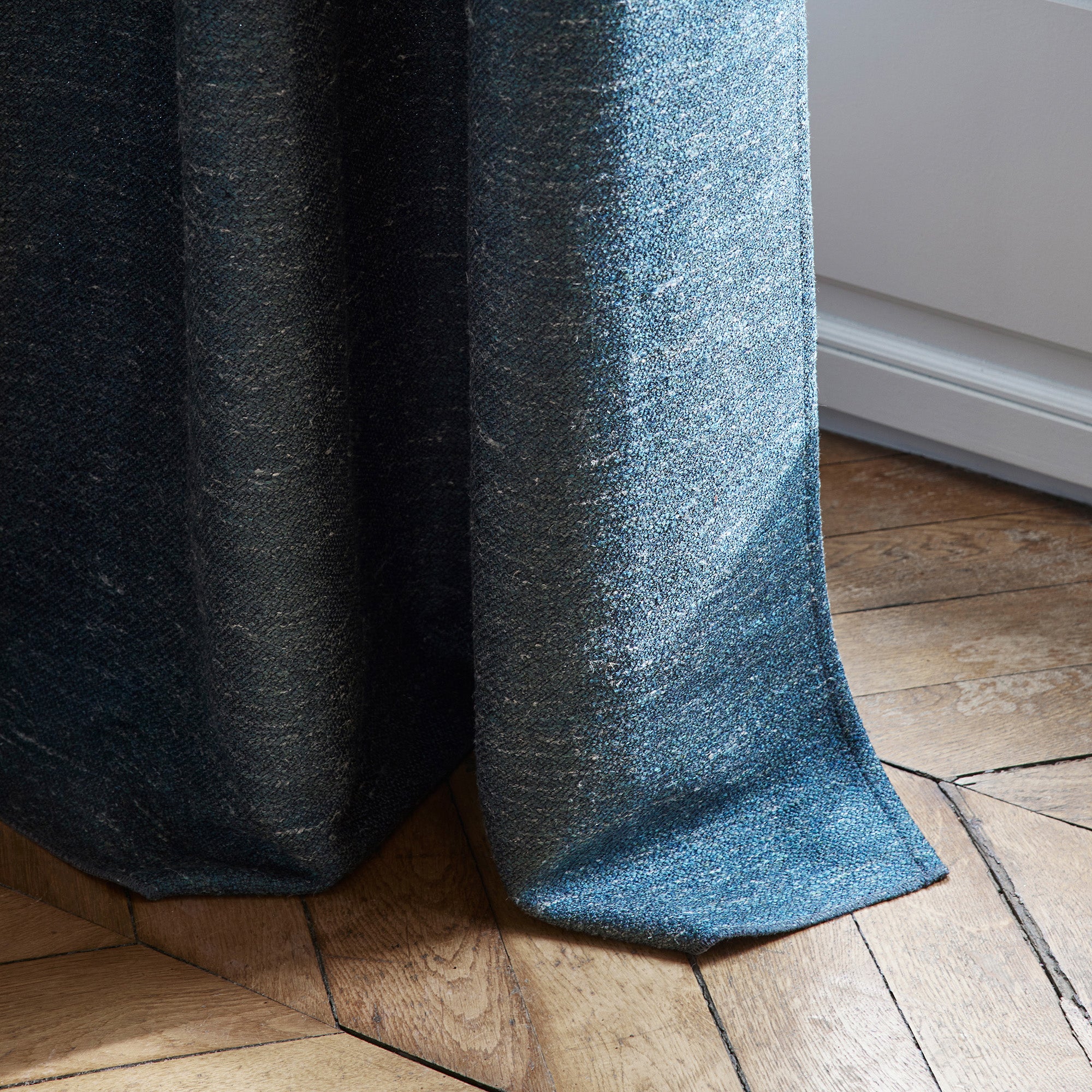 Rideau à oeillets ORSSO pétrole chiné