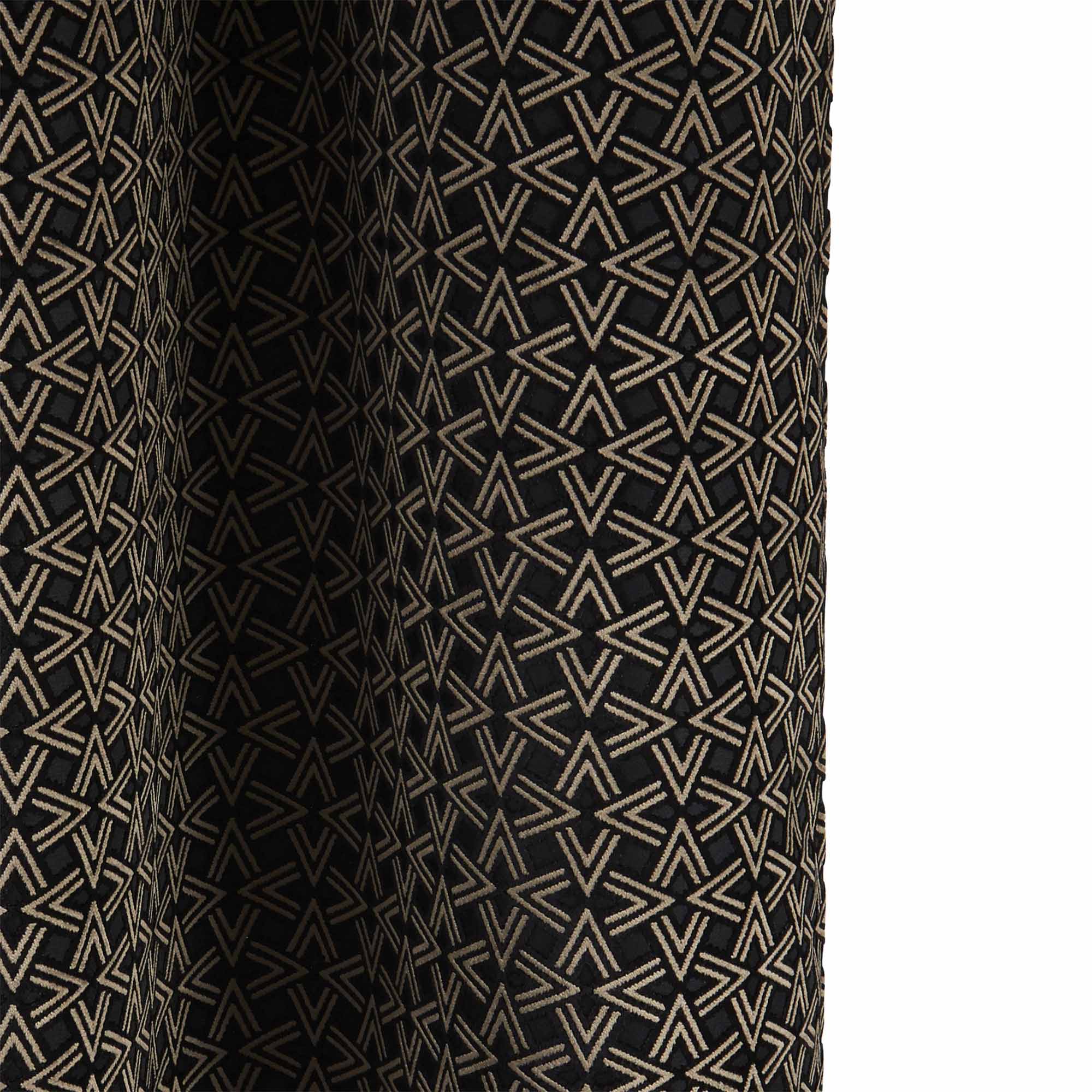 Gordijn met zilveren ringen Oscar zwart en taupe