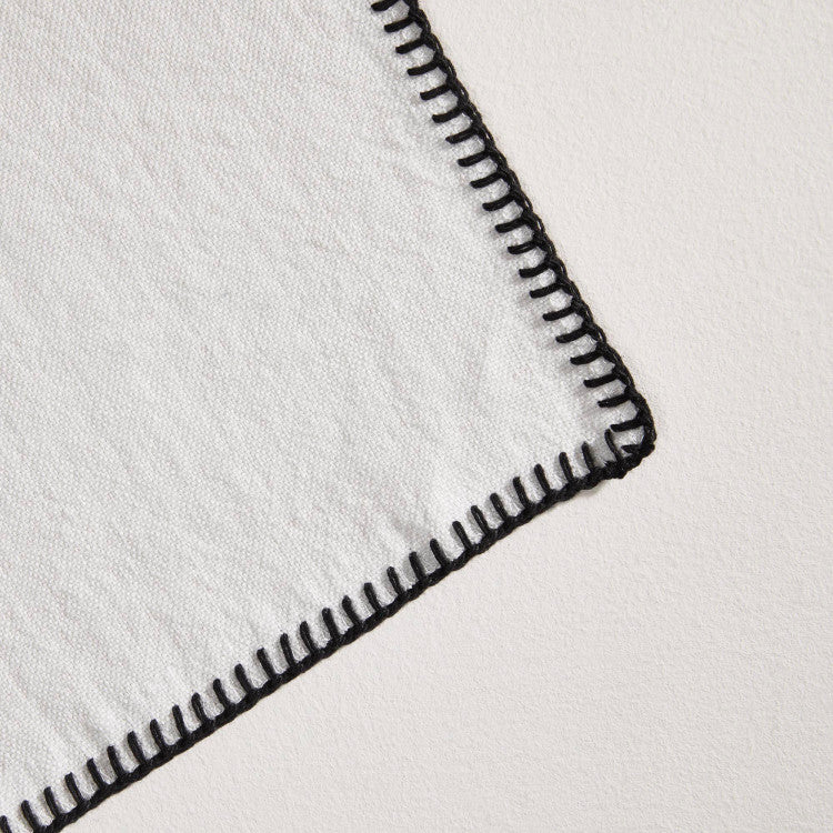 Set de table NINO blanc minéral et feston noir