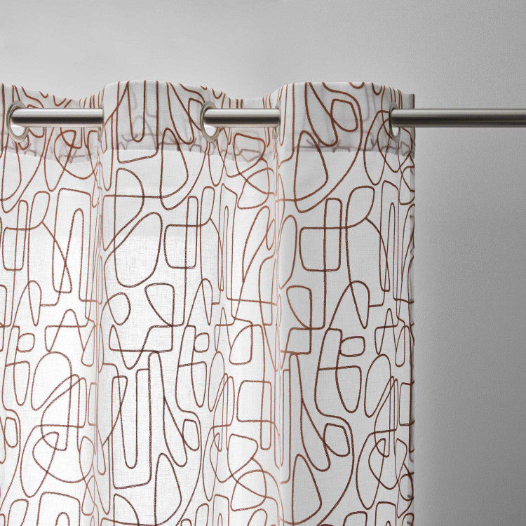 Voilage à oeillets ARIANA blanc et terracotta