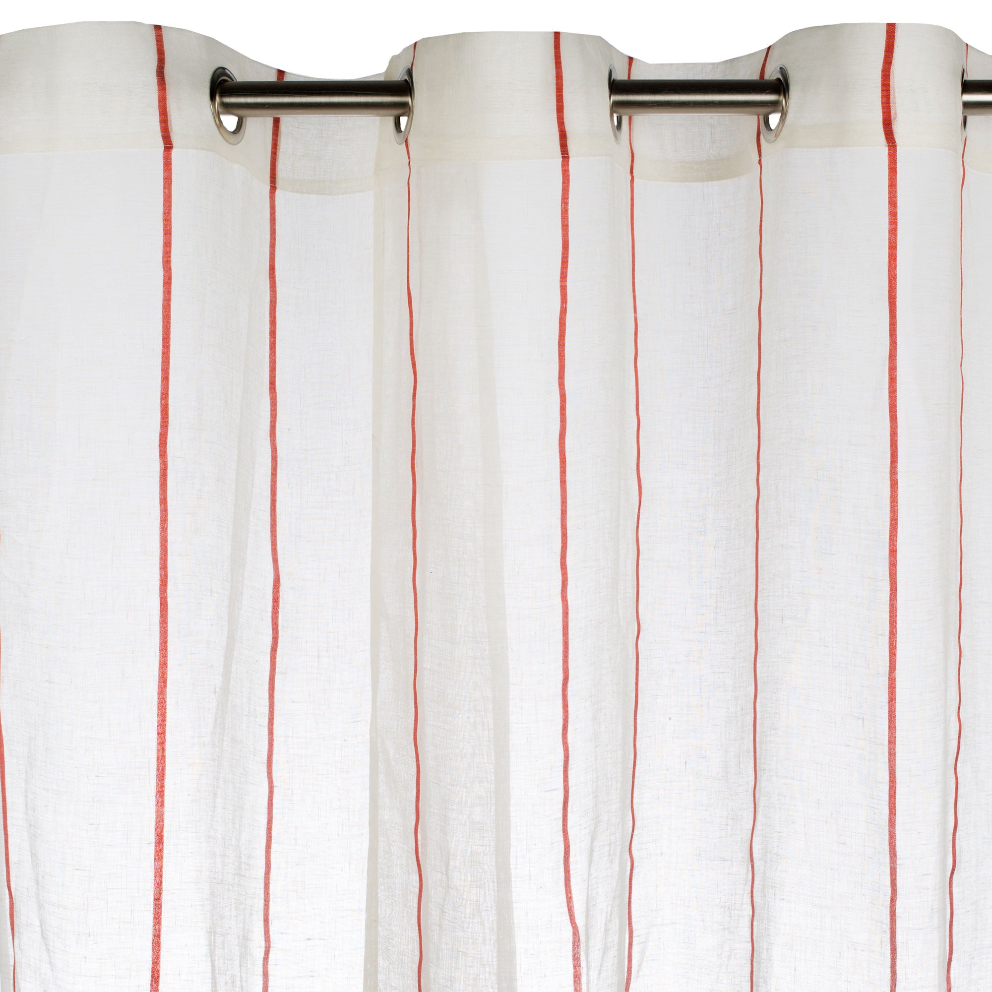 Voilage à oeillets HERAKLION blanc et rouge