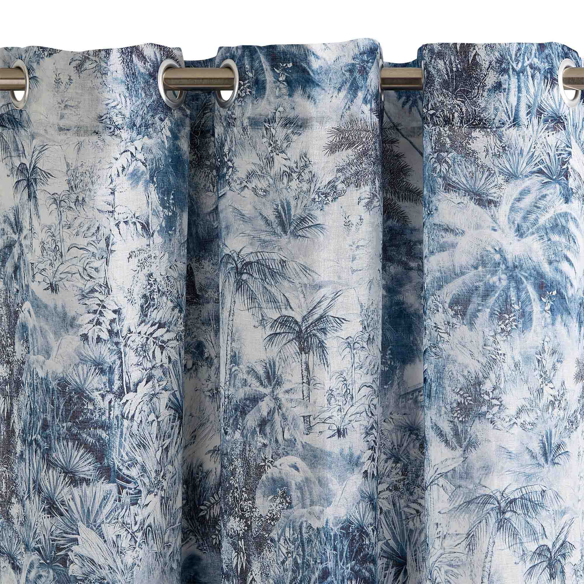 Voilage à oeillets KALI blanc et bleu