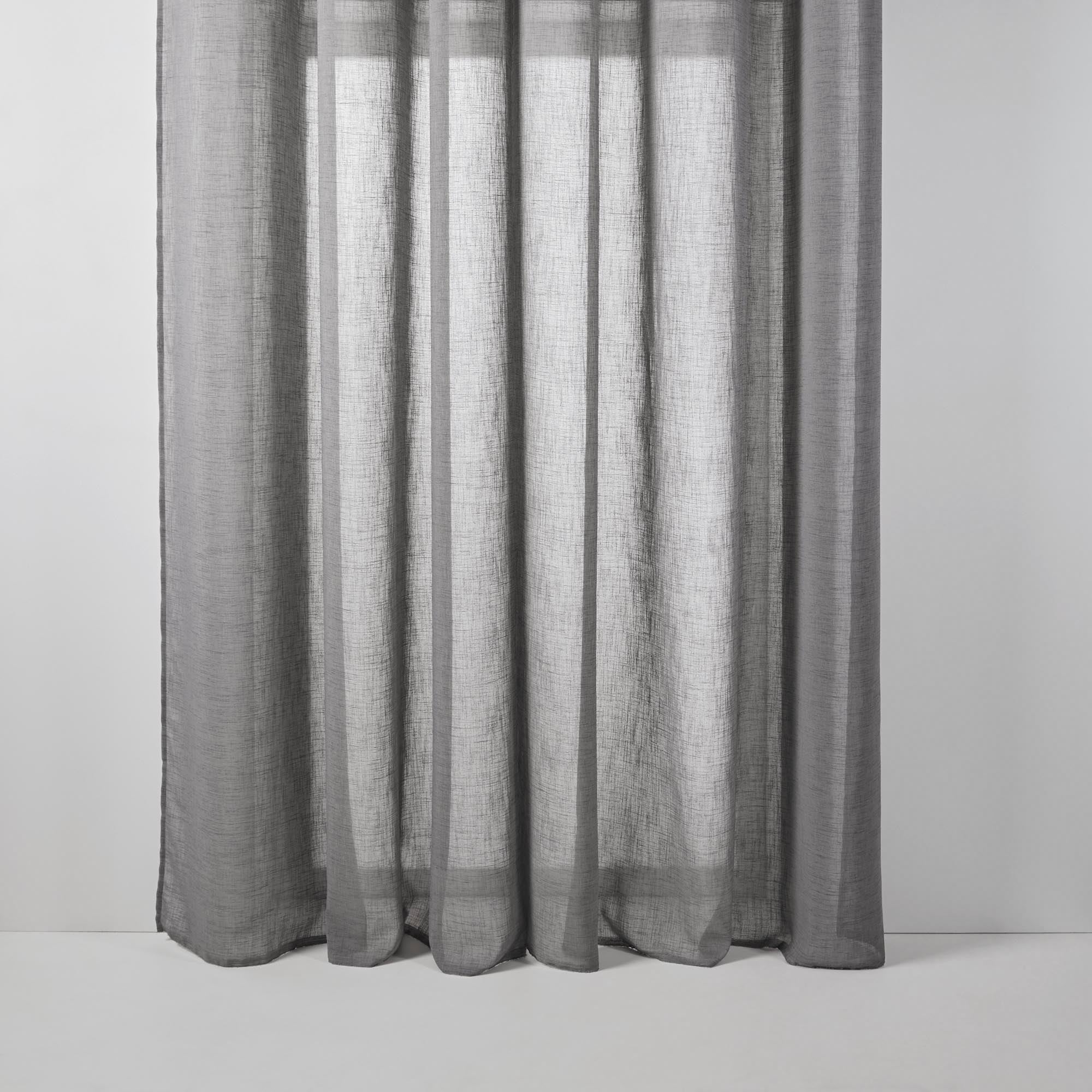 Vitrage met zilveren ringen Milos grijs