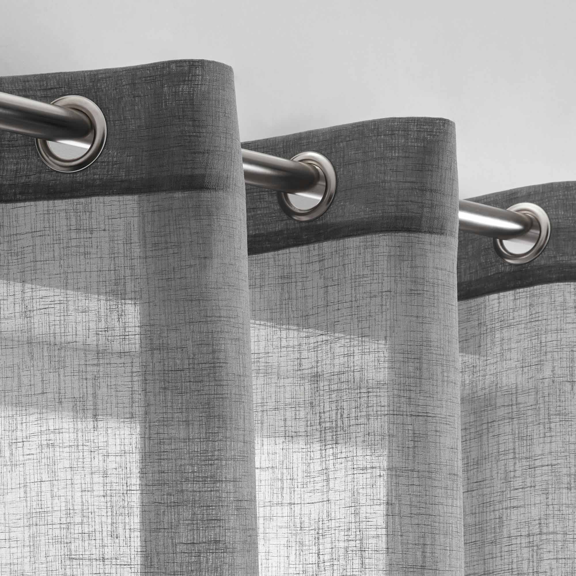 Vitrage met zilveren ringen Milos grijs