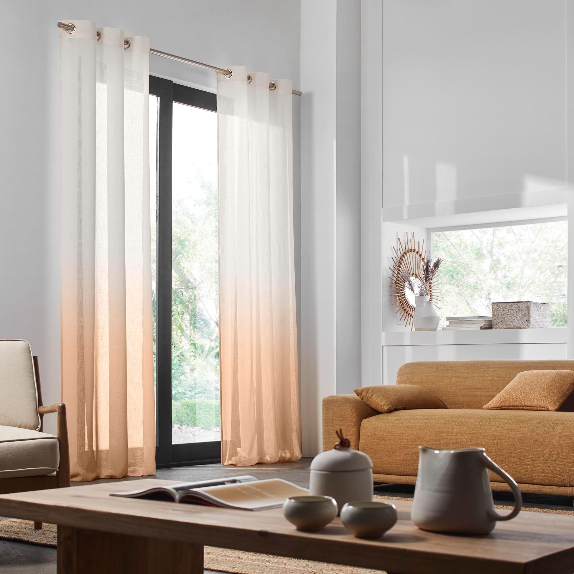 Voilage à oeillets NIMBUS soleil et blanc