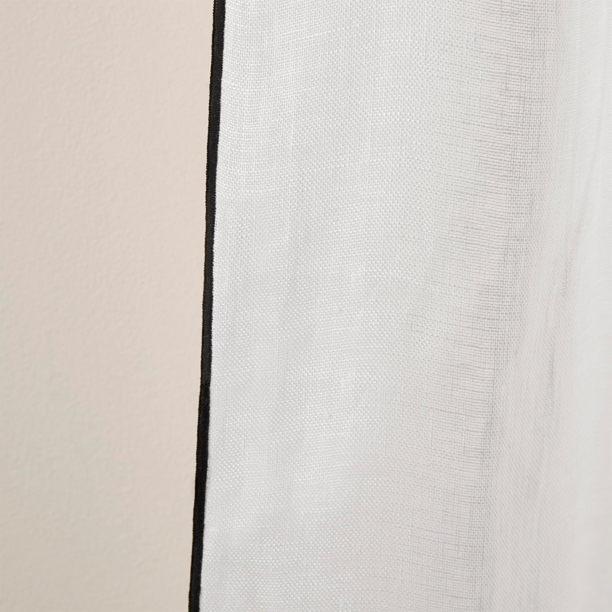 Voilage panneau SHADOW blanc pur et bourdon noir | mobile_slider
