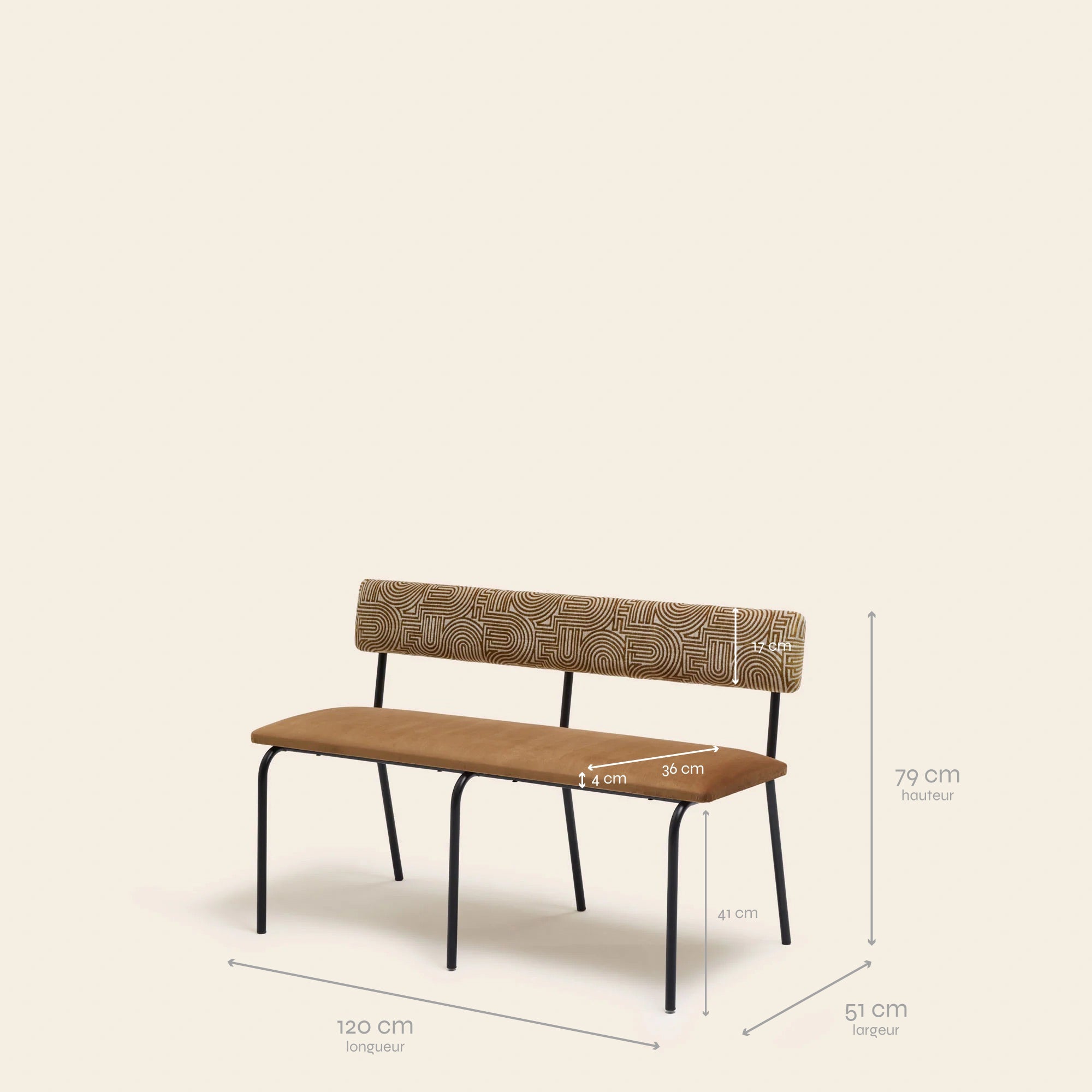 YSABEAU klark ecru and golden mustard bench