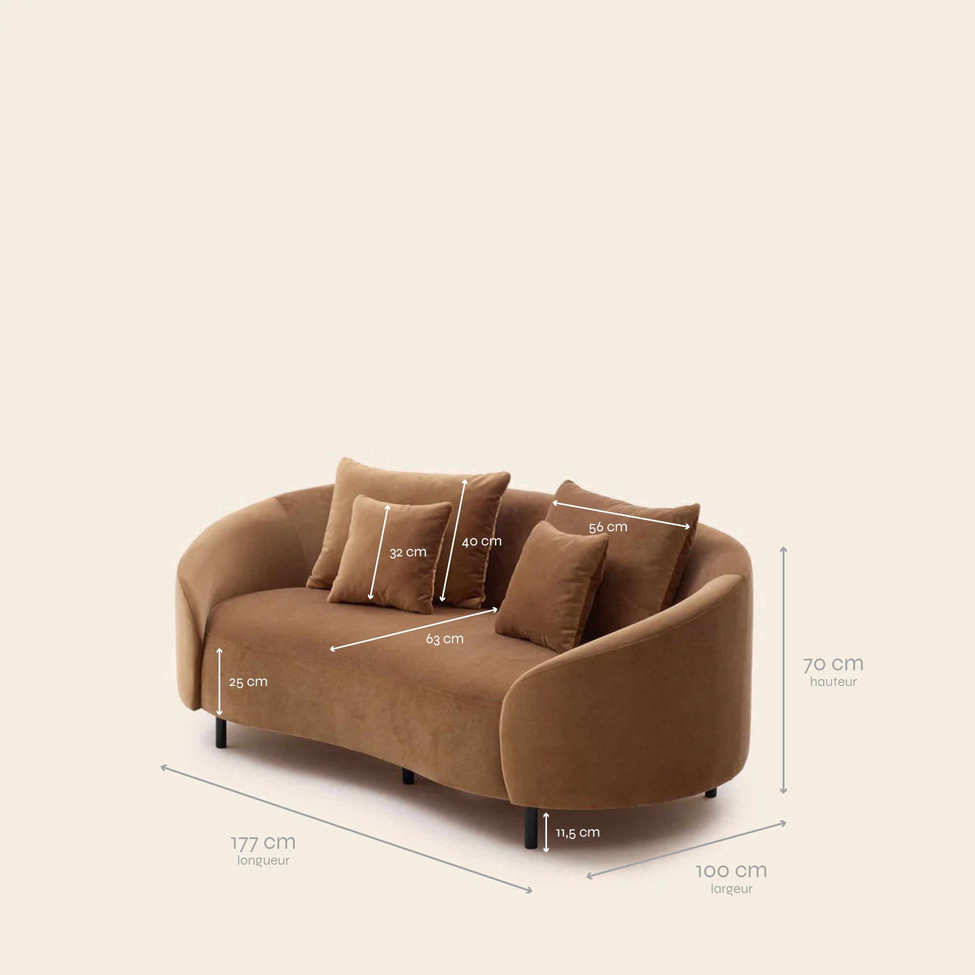 2-Sitzer-Sofa JULIKA Opalkaramell