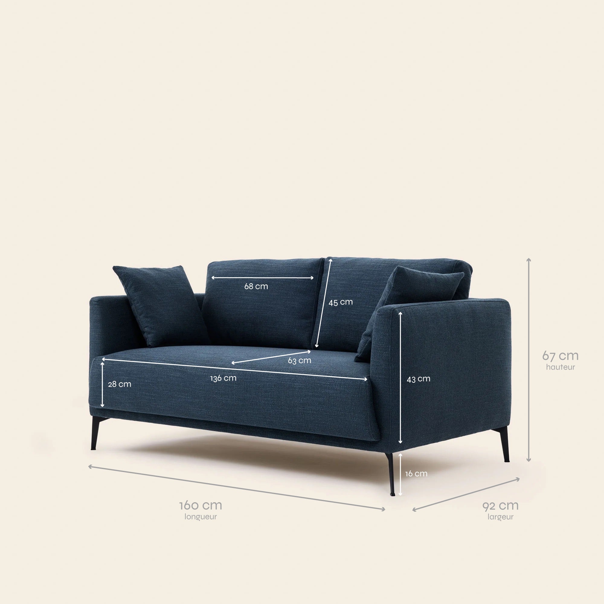 2-Sitzer-Sofa ODELLE senna nordblau