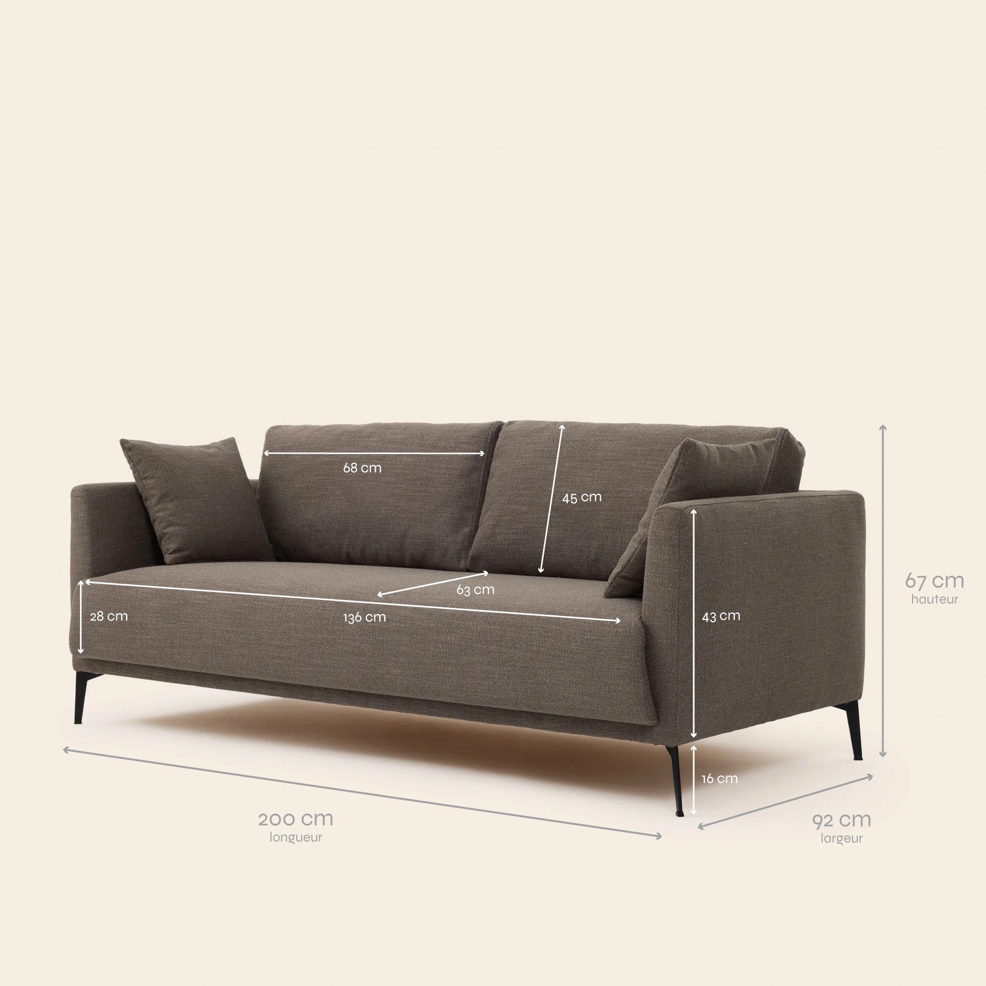 3-Sitzer-Sofa ODELLE senna taupe