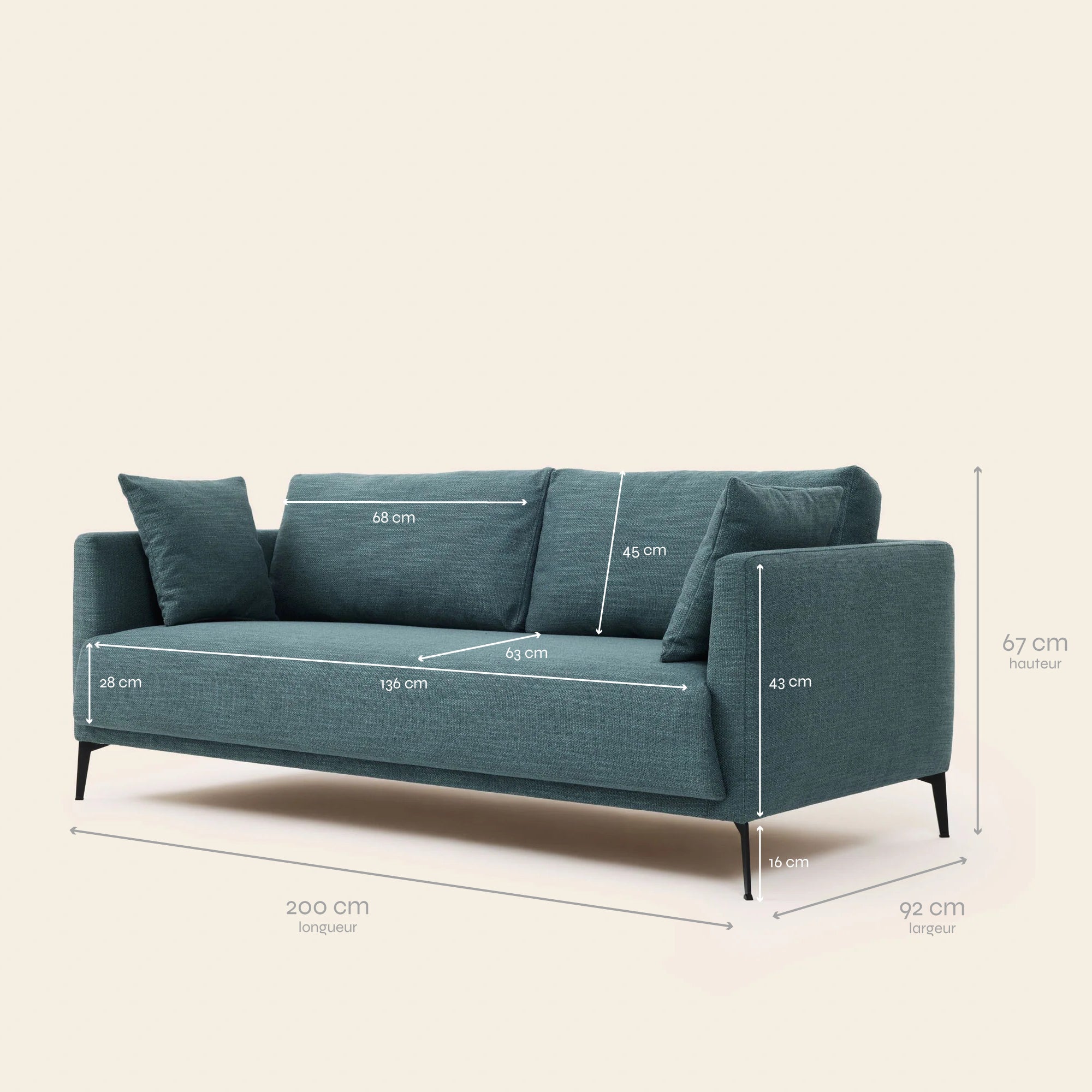 3-Sitzer-Sofa ODELLE senna Grünspan