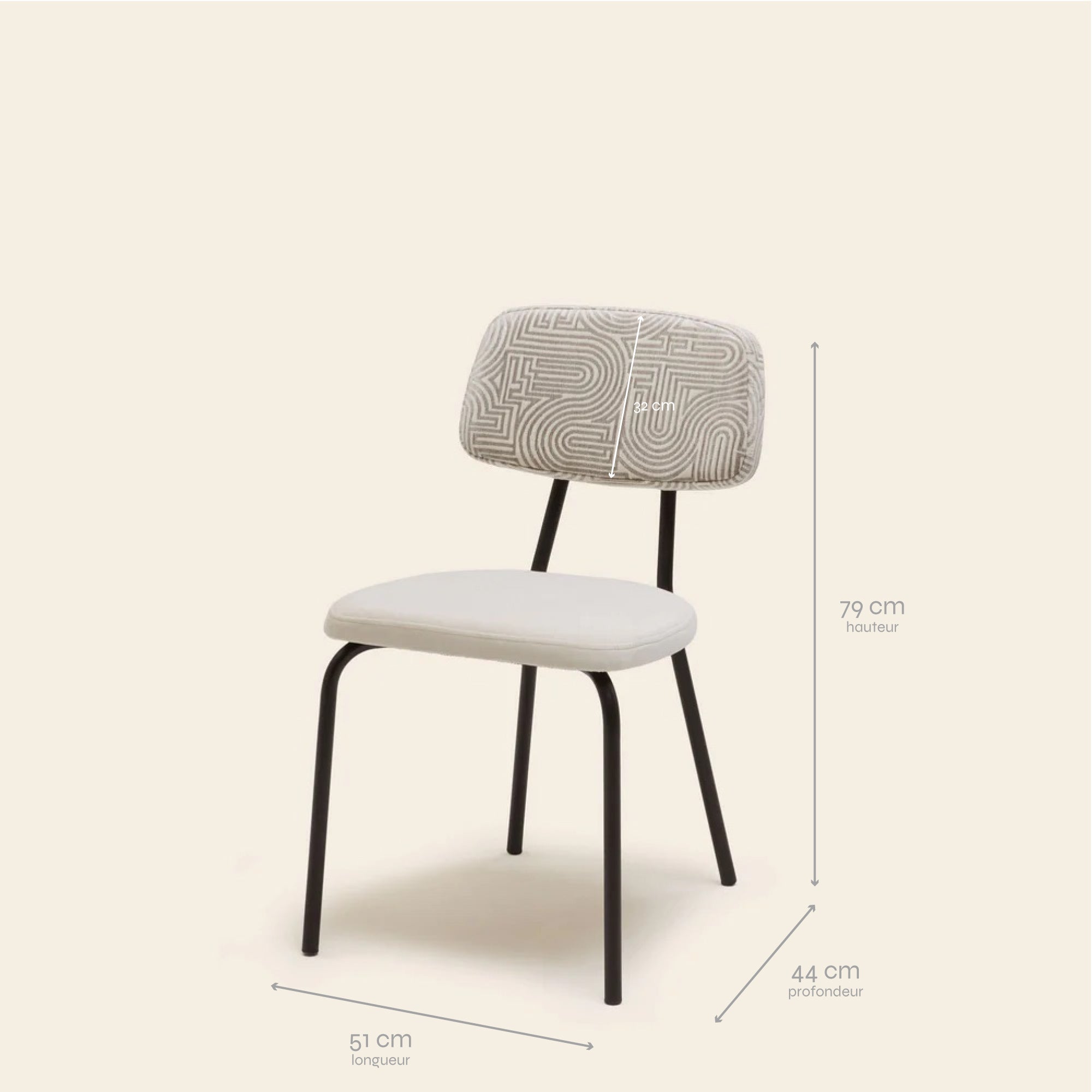 YSABEAU klark chair ivory and taupe