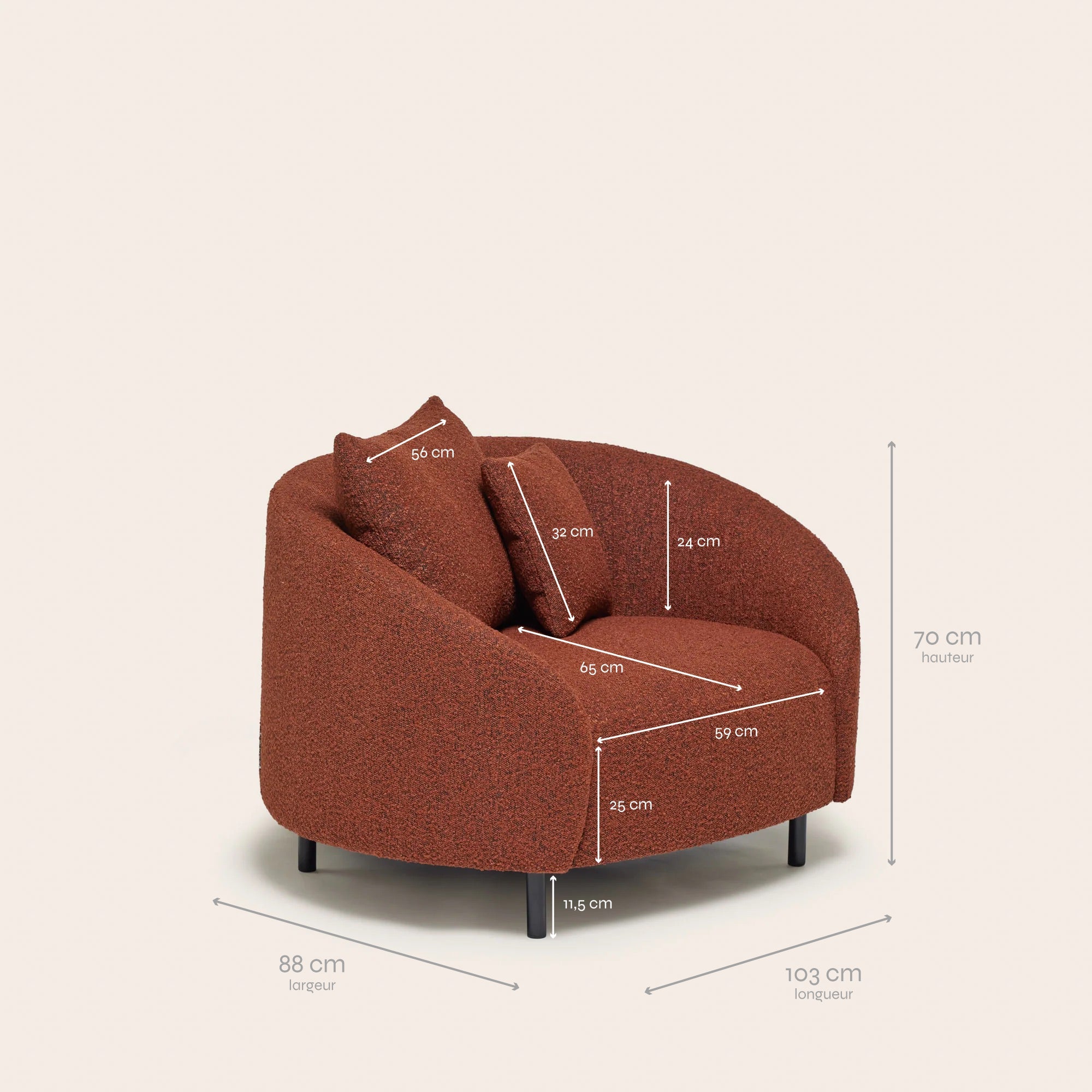 JULIKA ascot armchair burnt orange