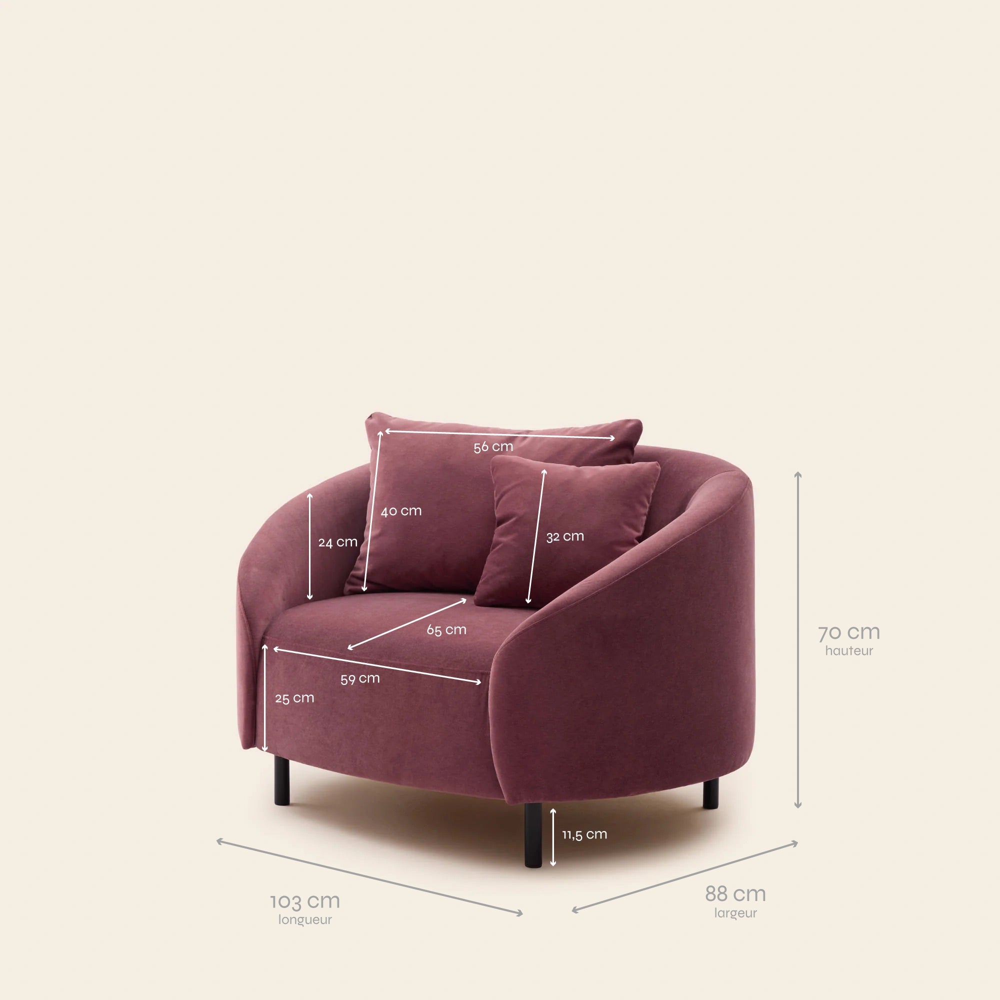 JULIKA Sessel Opal Soft Aubergine