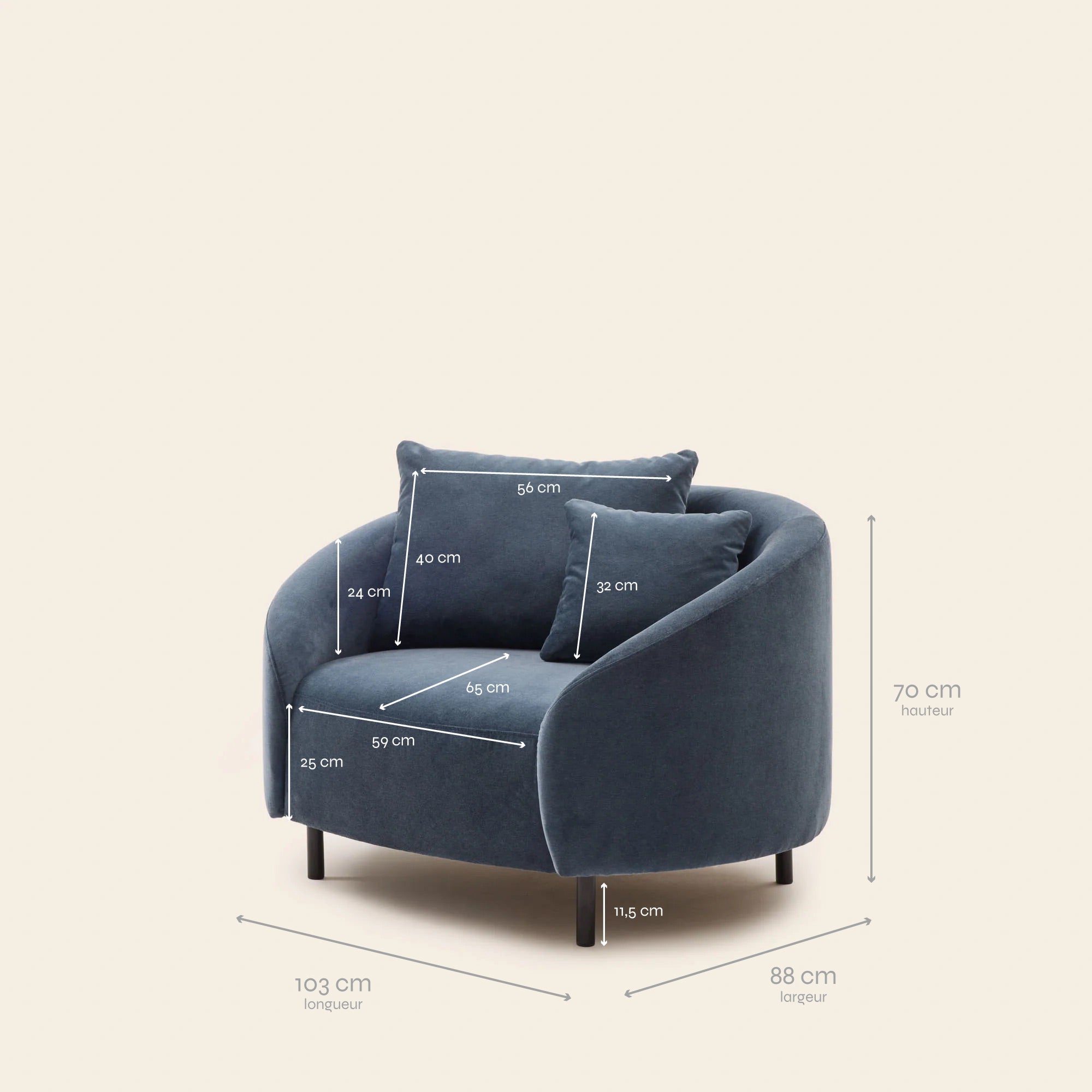 JULIKA fauteuil opaalblauwgrijs