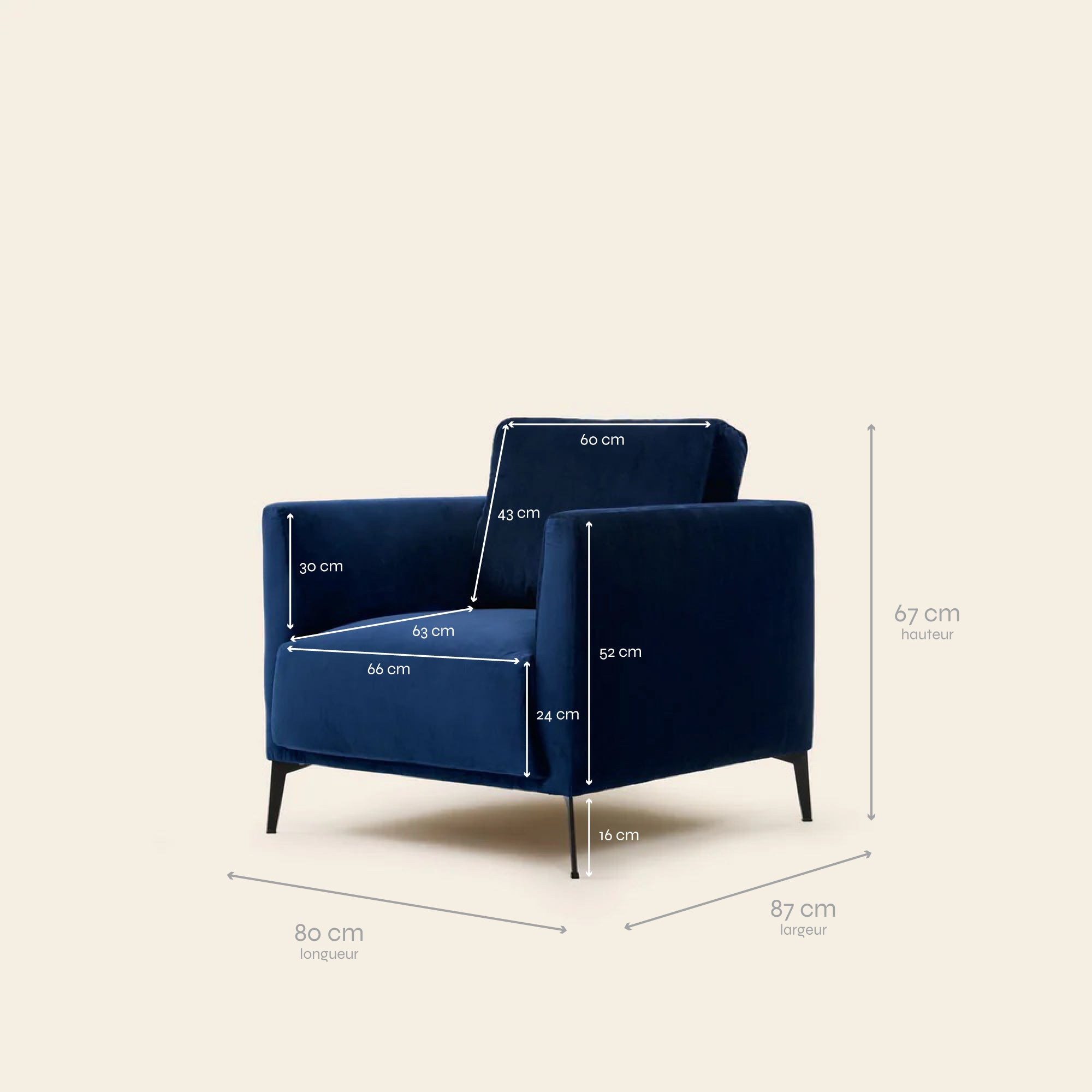 ODELLE Dalila Sessel Mitternachtsblau
