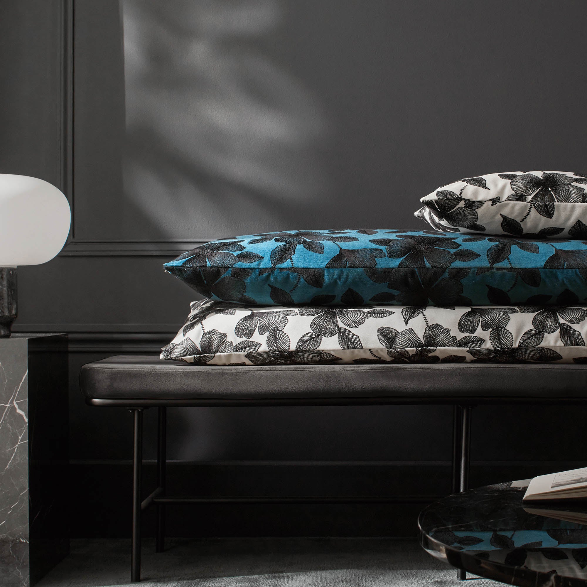 Housse de coussin ORNELLA Blanc et noir