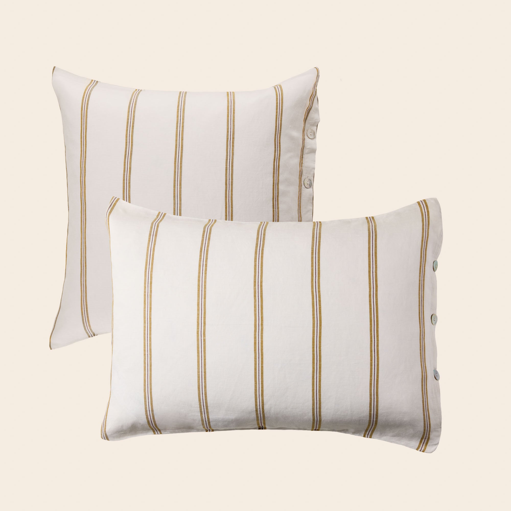 Parure de lit UGOLIN blanc rayé moutarde