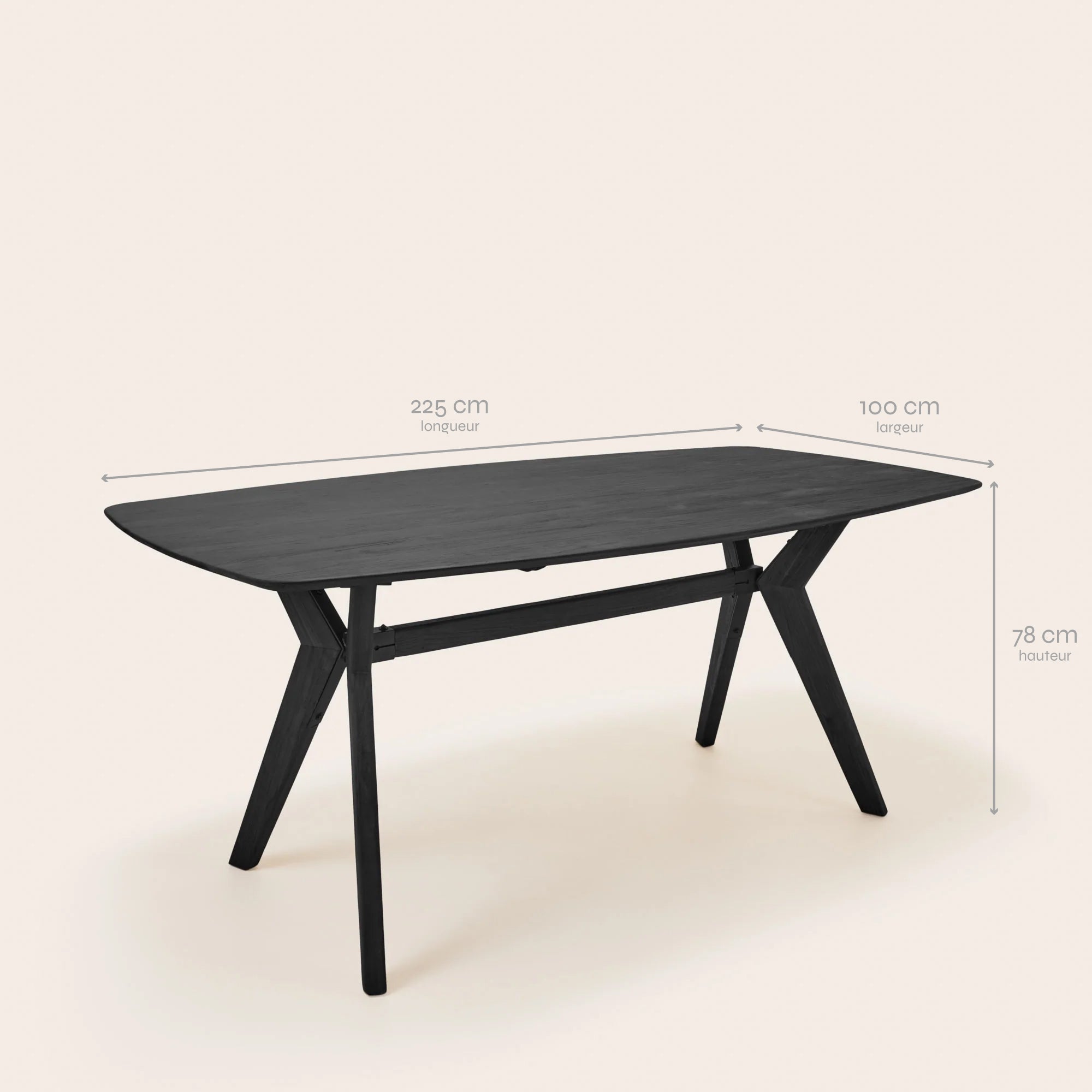 Tavolo da pranzo VIKIE in teak riciclato nero