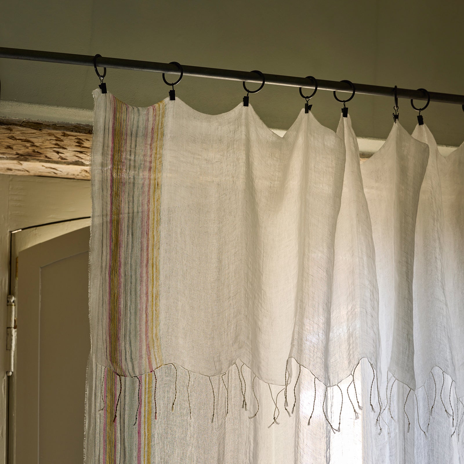 White and multicolored JIYA panel curtain