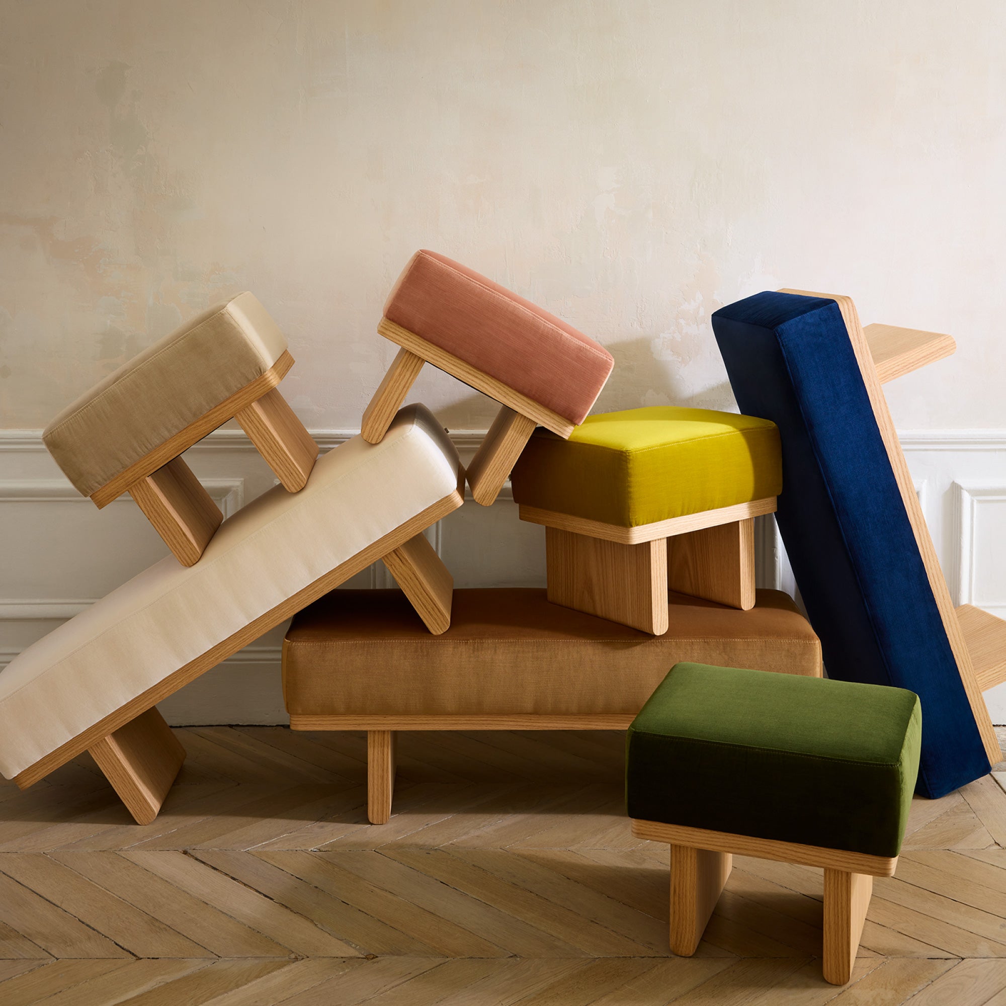 Banc ANCA velours bleu nuit