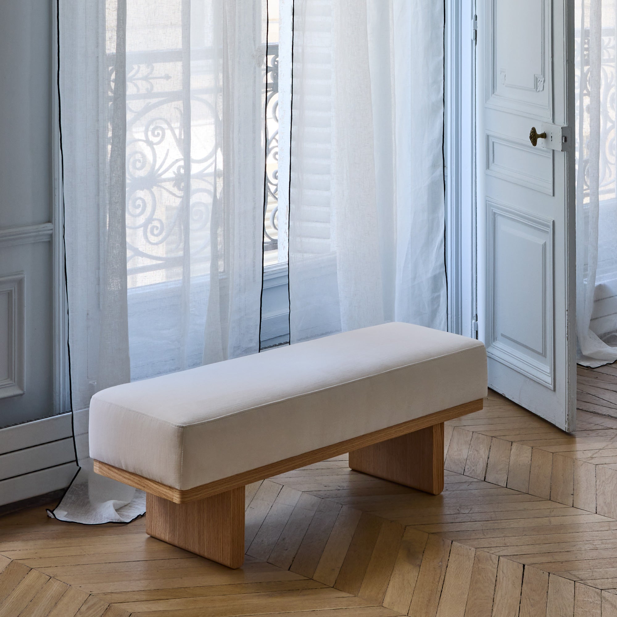 Banc ANCA velours ivoire