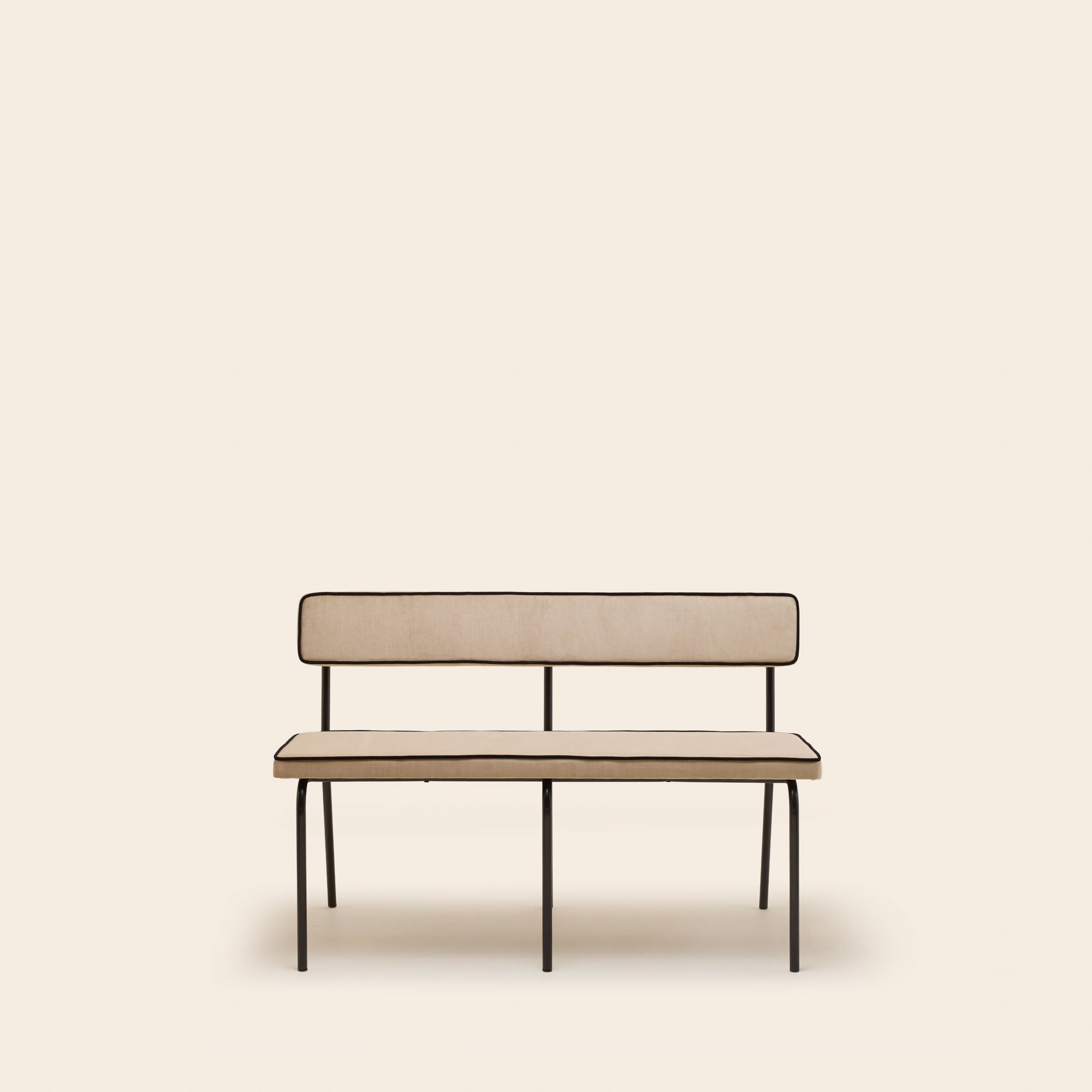 YSABEAU Bank schicker beige Samt mit Paspelierung