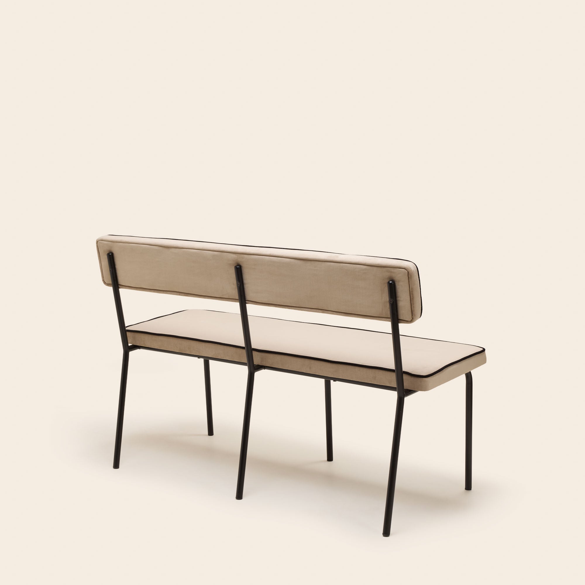 YSABEAU Bank schicker beige Samt mit Paspelierung