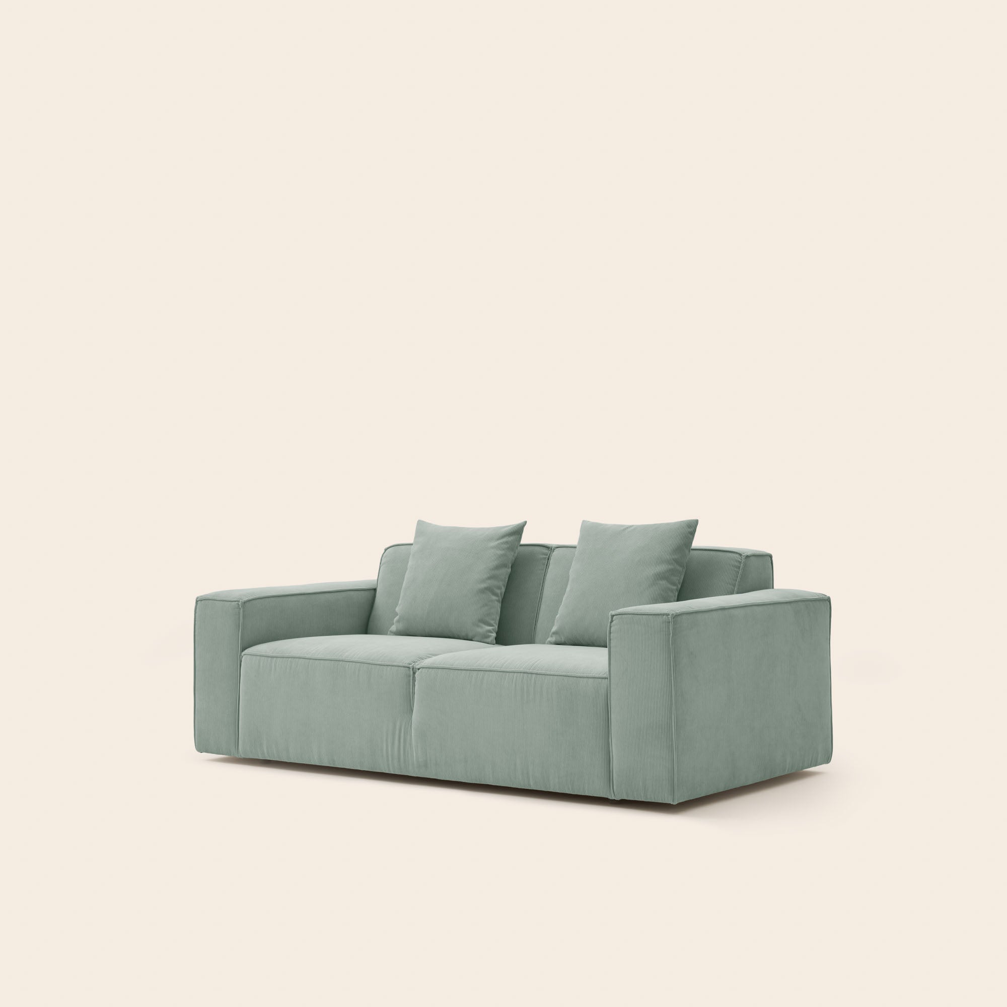 Canapé 2 places DYONIS velours côtelé vert de gris