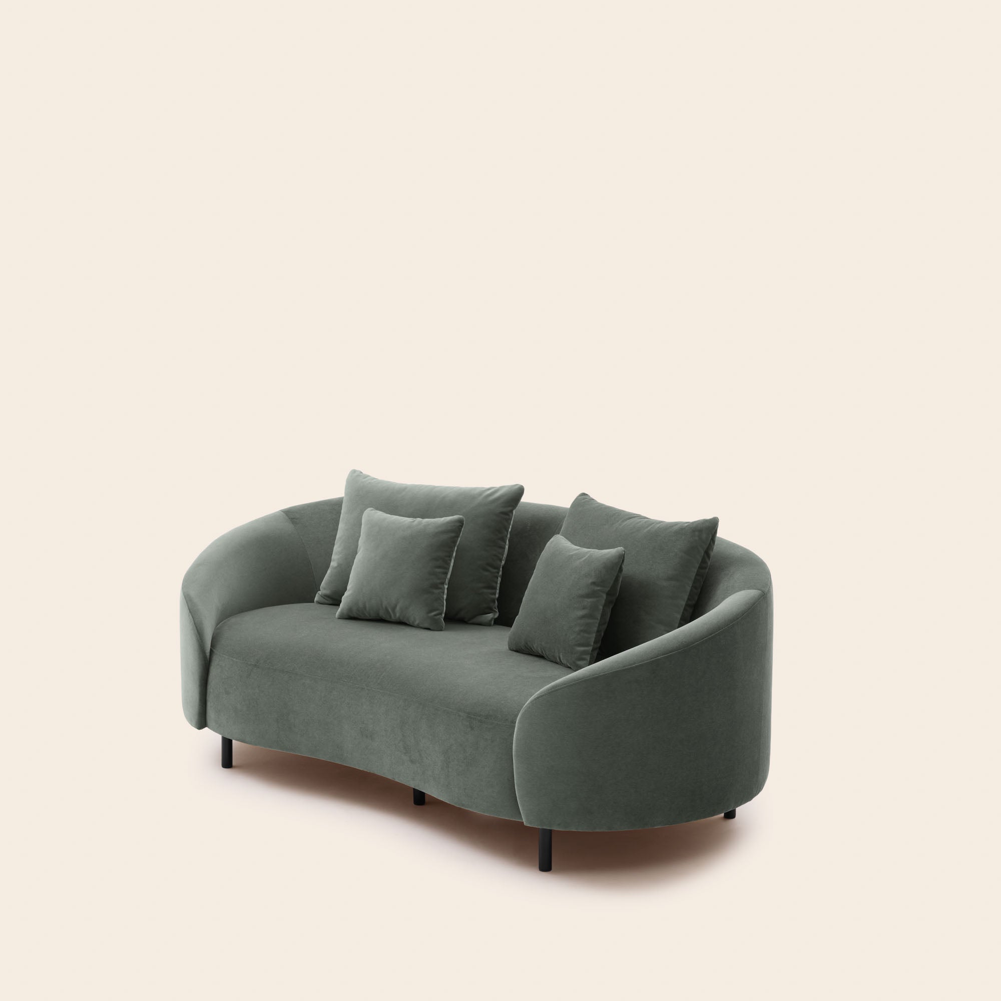 Canapé 2 places JULIKA velours kaki grisé