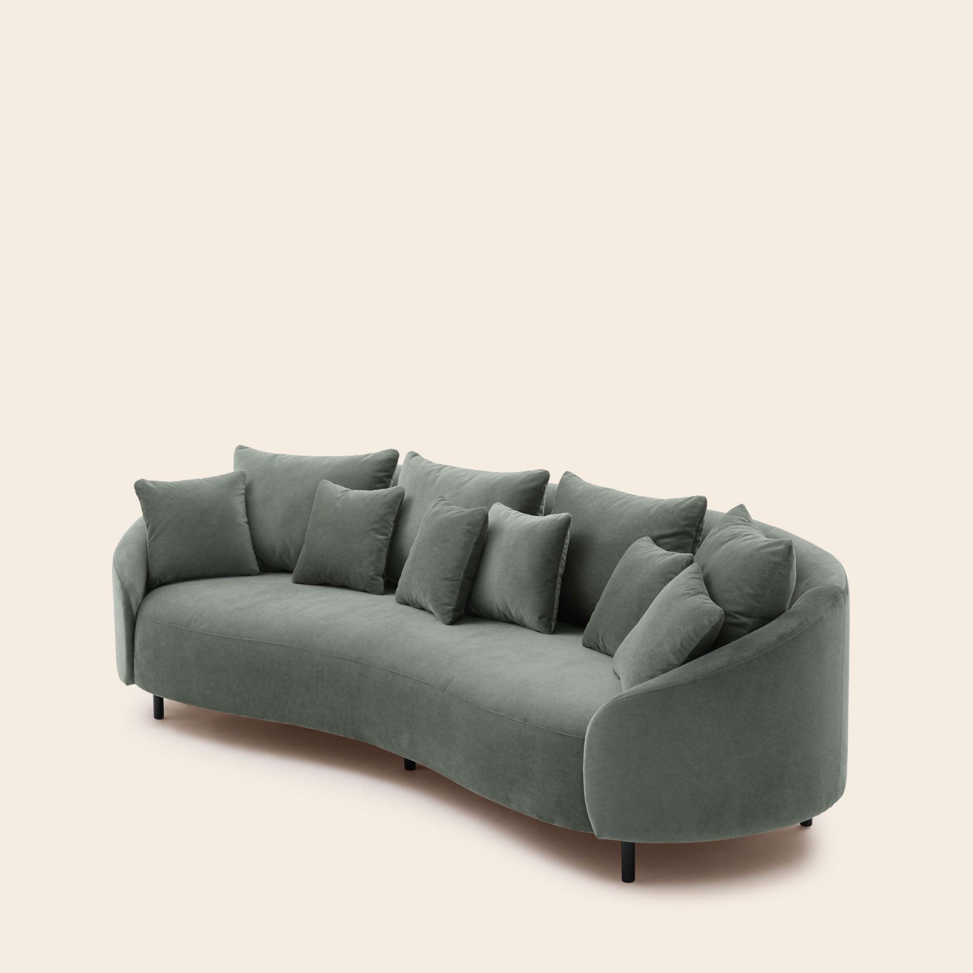 Canapé 3 places JULIKA velours kaki grisé